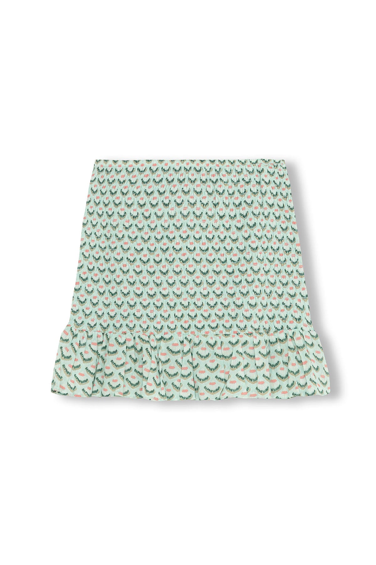 FALDA TEEN GOMAS ESTAMPADO ABANICO AZUL VERDOSO