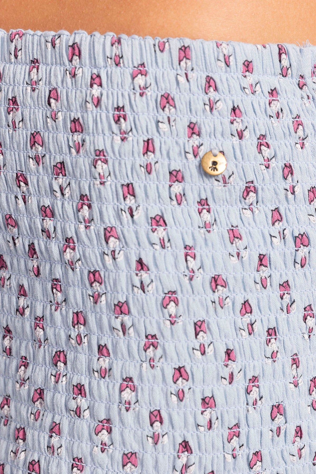 FALDA TEEN GOMAS ESTAMPADO FLOR DE LOTO AZUL BEBÉ