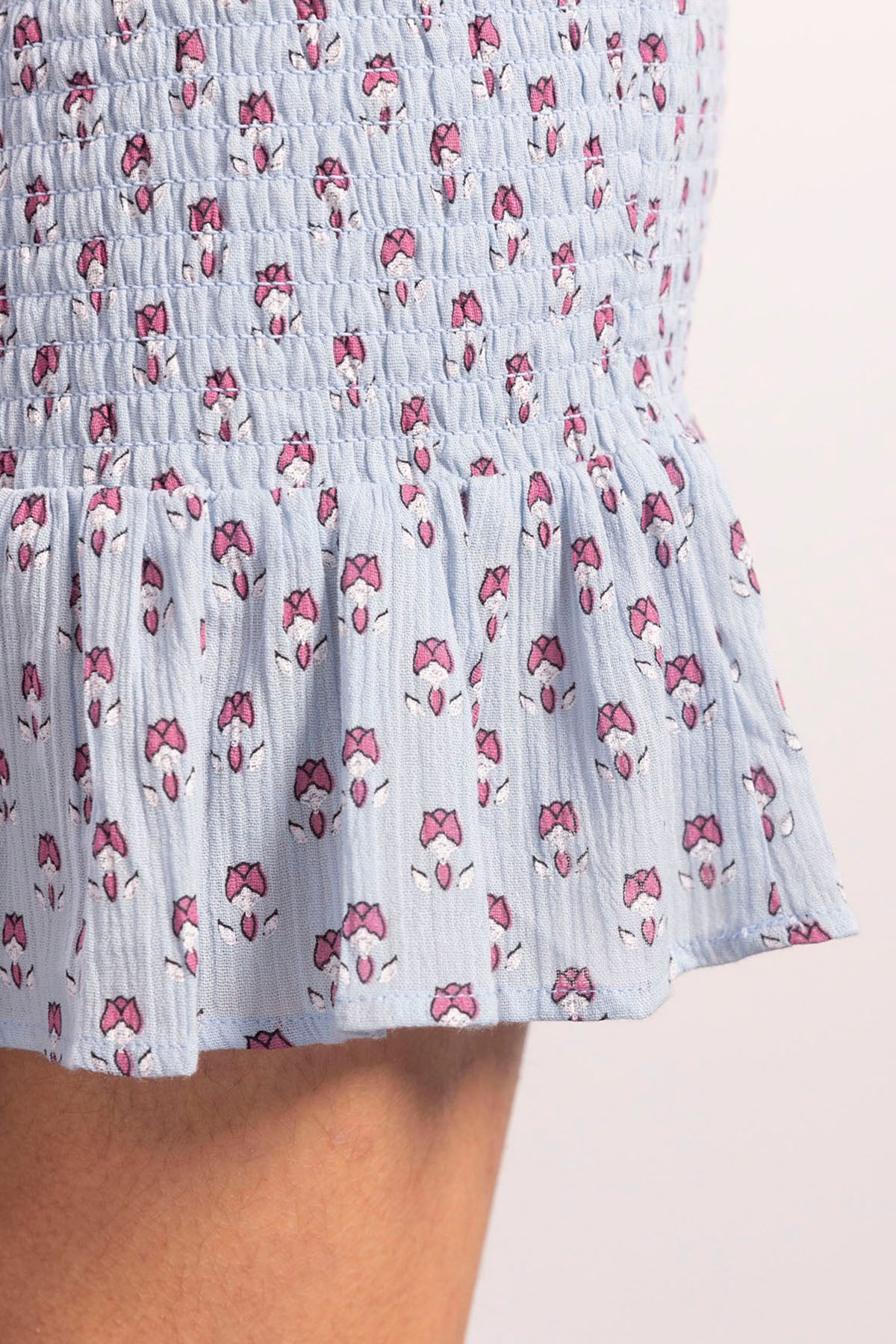 FALDA TEEN GOMAS ESTAMPADO FLOR DE LOTO AZUL BEBÉ