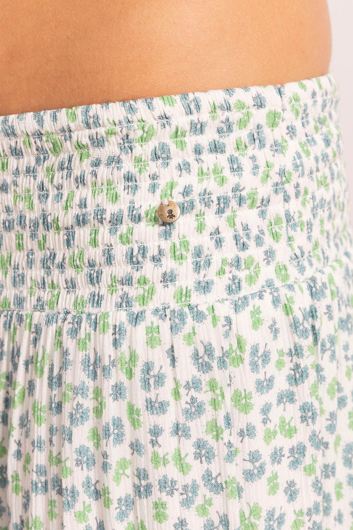 FALDA TEEN LARGA VUELO ESTAMPADO FLORES VERDE AGUA