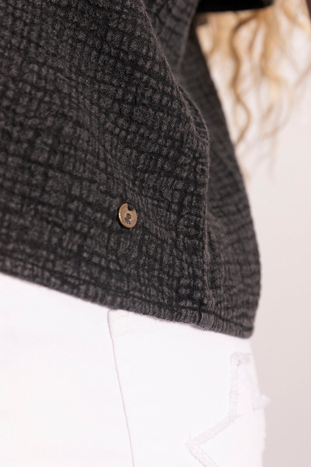 TOP TEEN BANDEAU COM BABADO ANTRACITE