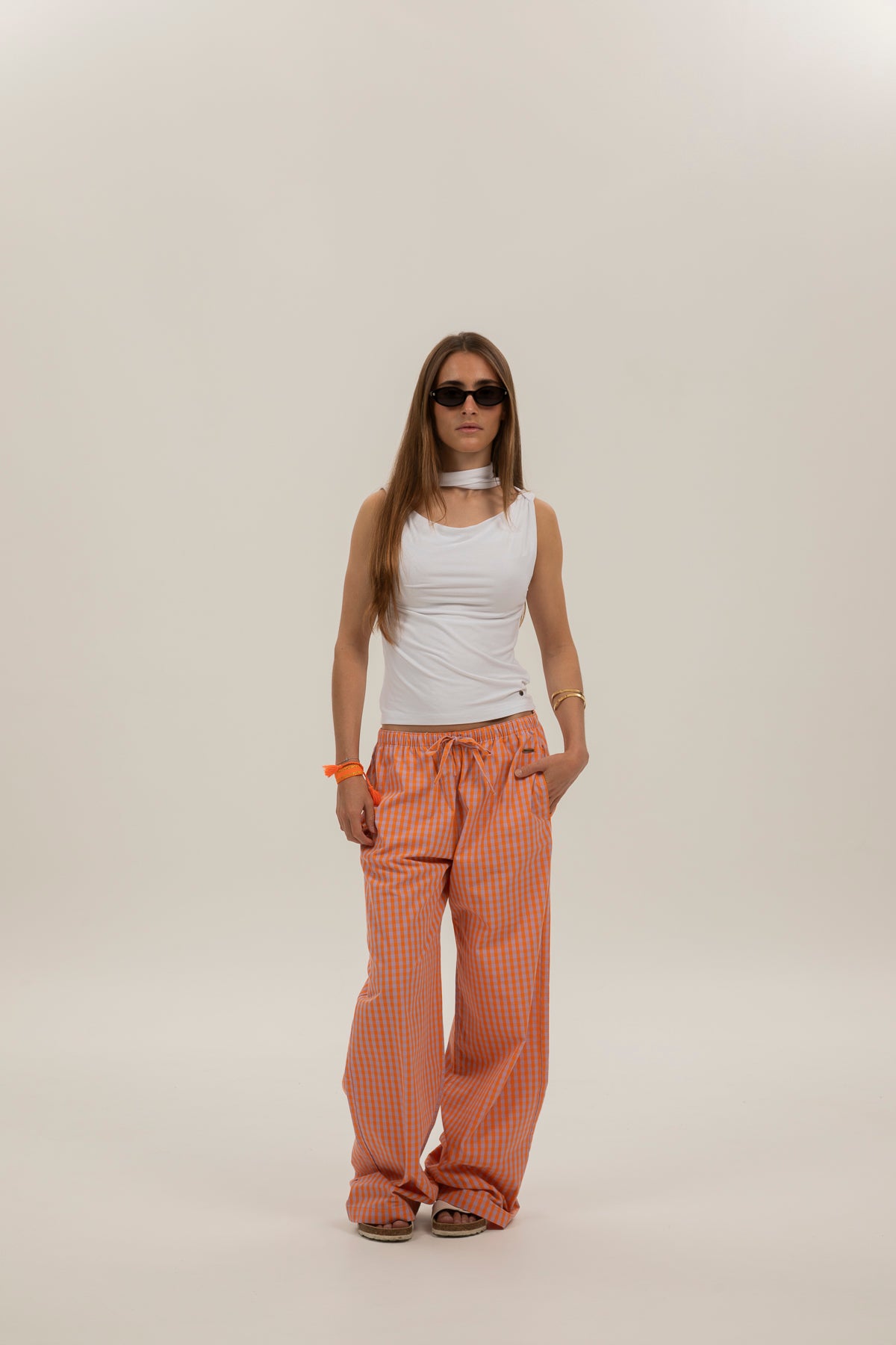 Top teen drapeado foulard blanco puro