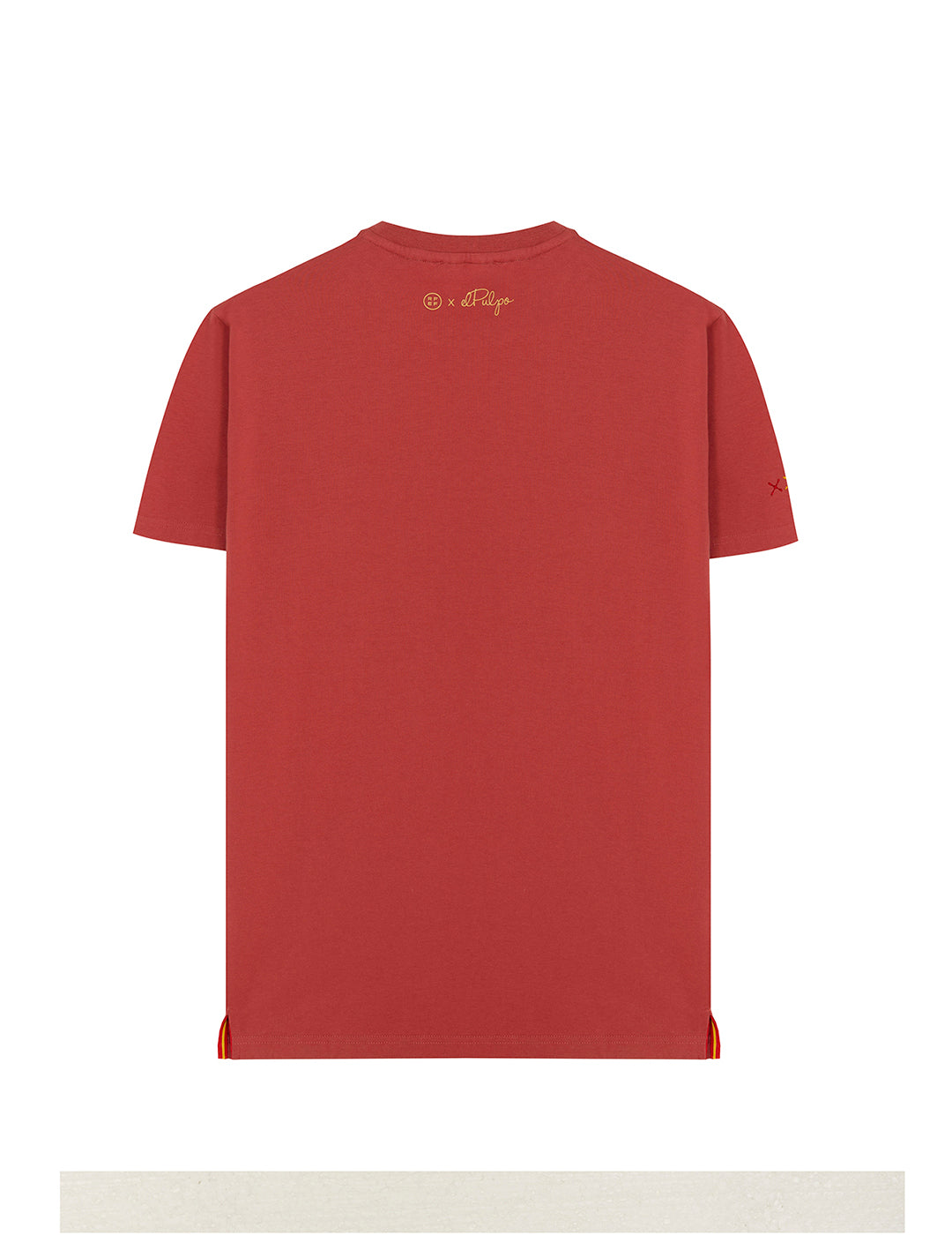 T-SHIRT MENINA DELAVÉ COM ESTAMPA DE POLVO E LARANJA VERMELHA