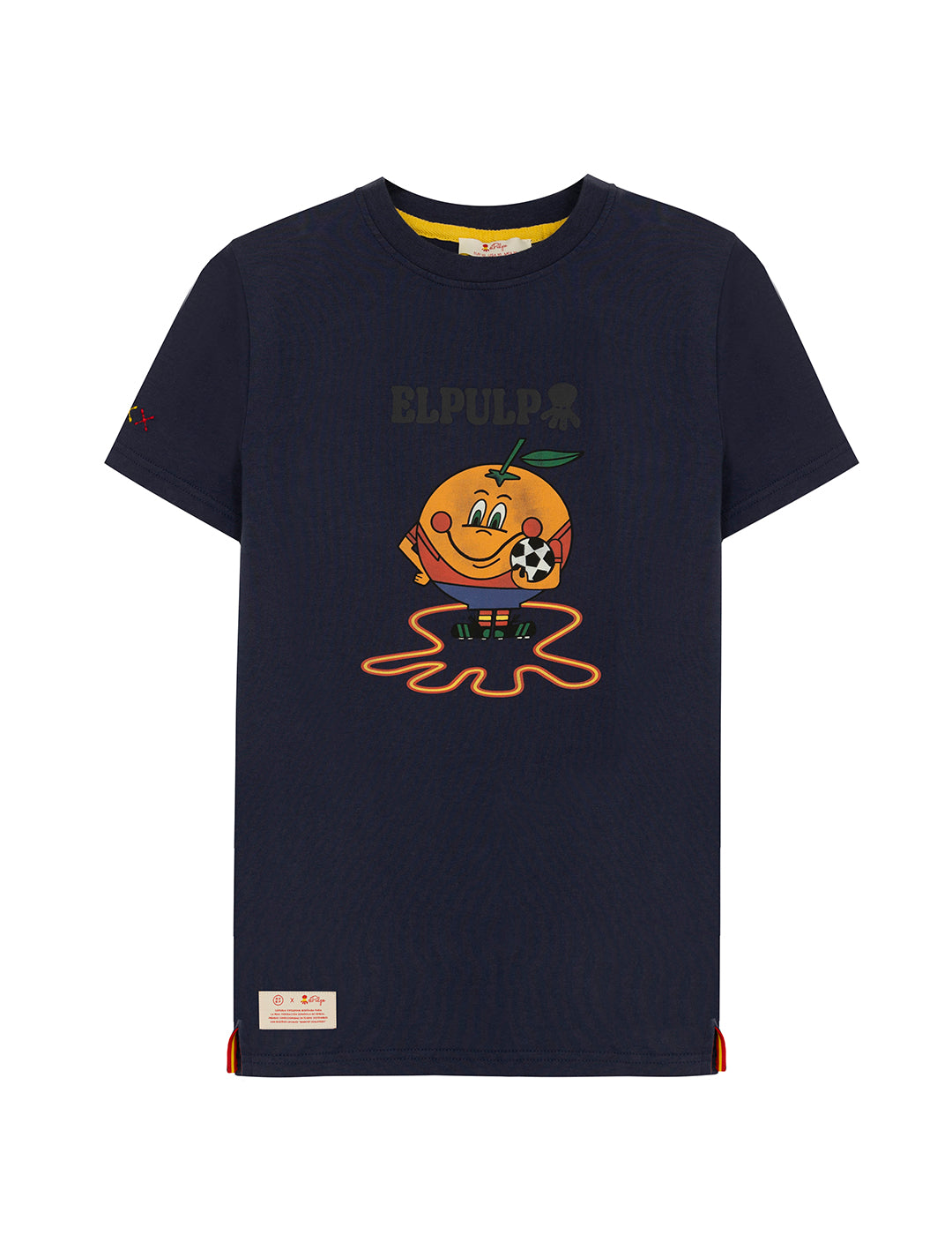 T-shirt infantil estampada polvo e laranja DELAVÉ azul marinho