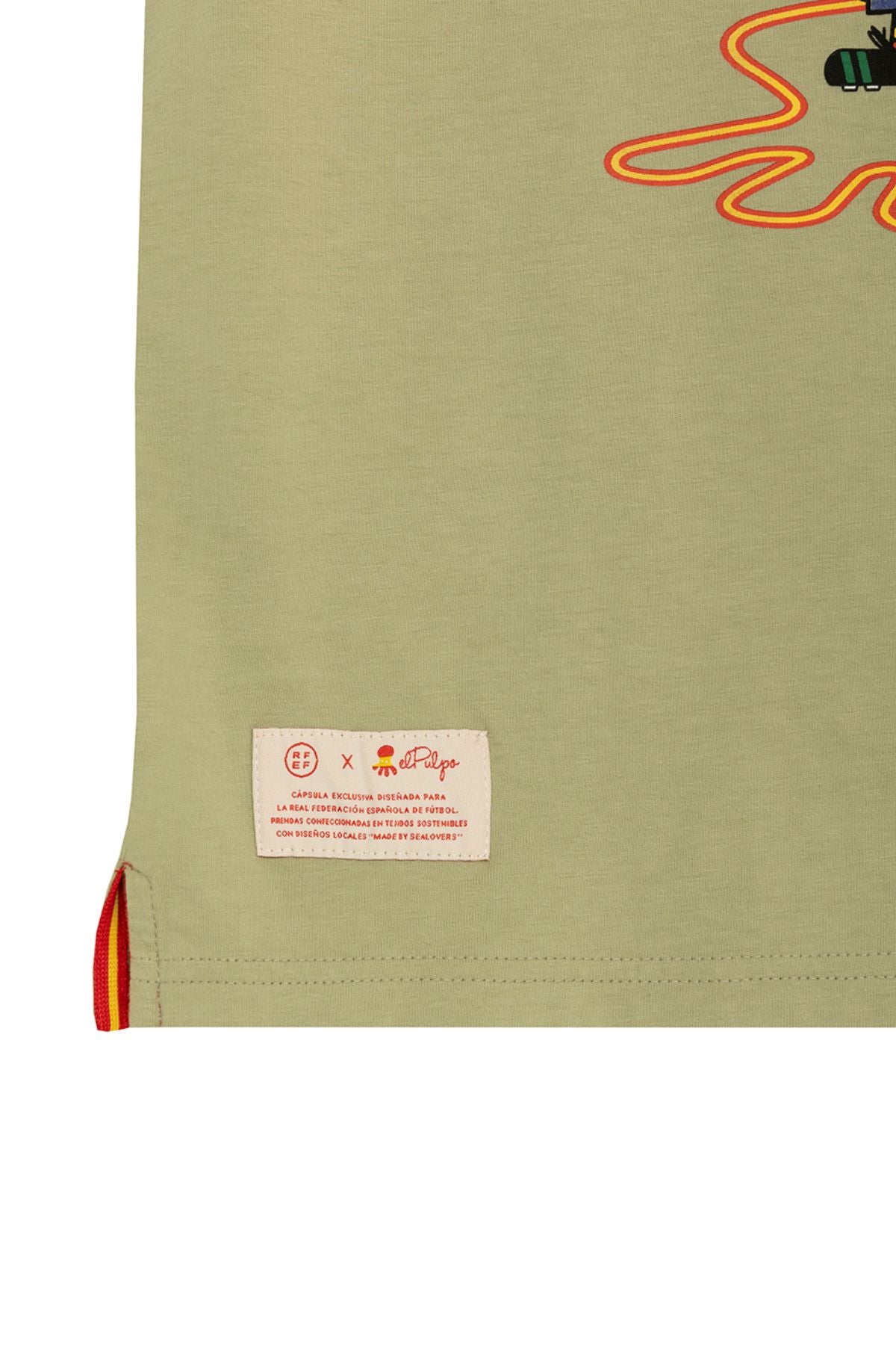 CAMISETA NIÑO ESTAMPADO ELPULPO Y NARANJITO VERDE SALVIA