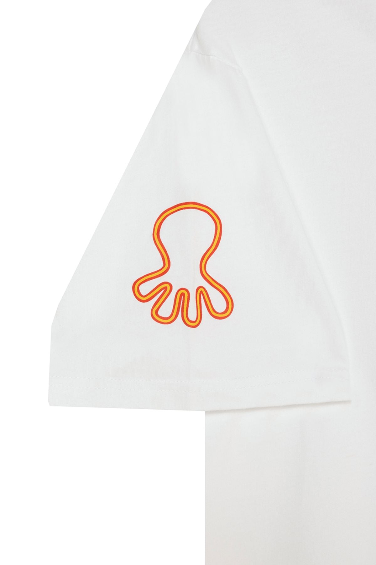 CAMISETA NIÑO ESTAMPADO TRIPLE EMBLEMA NARANJITO BLANCO PURO