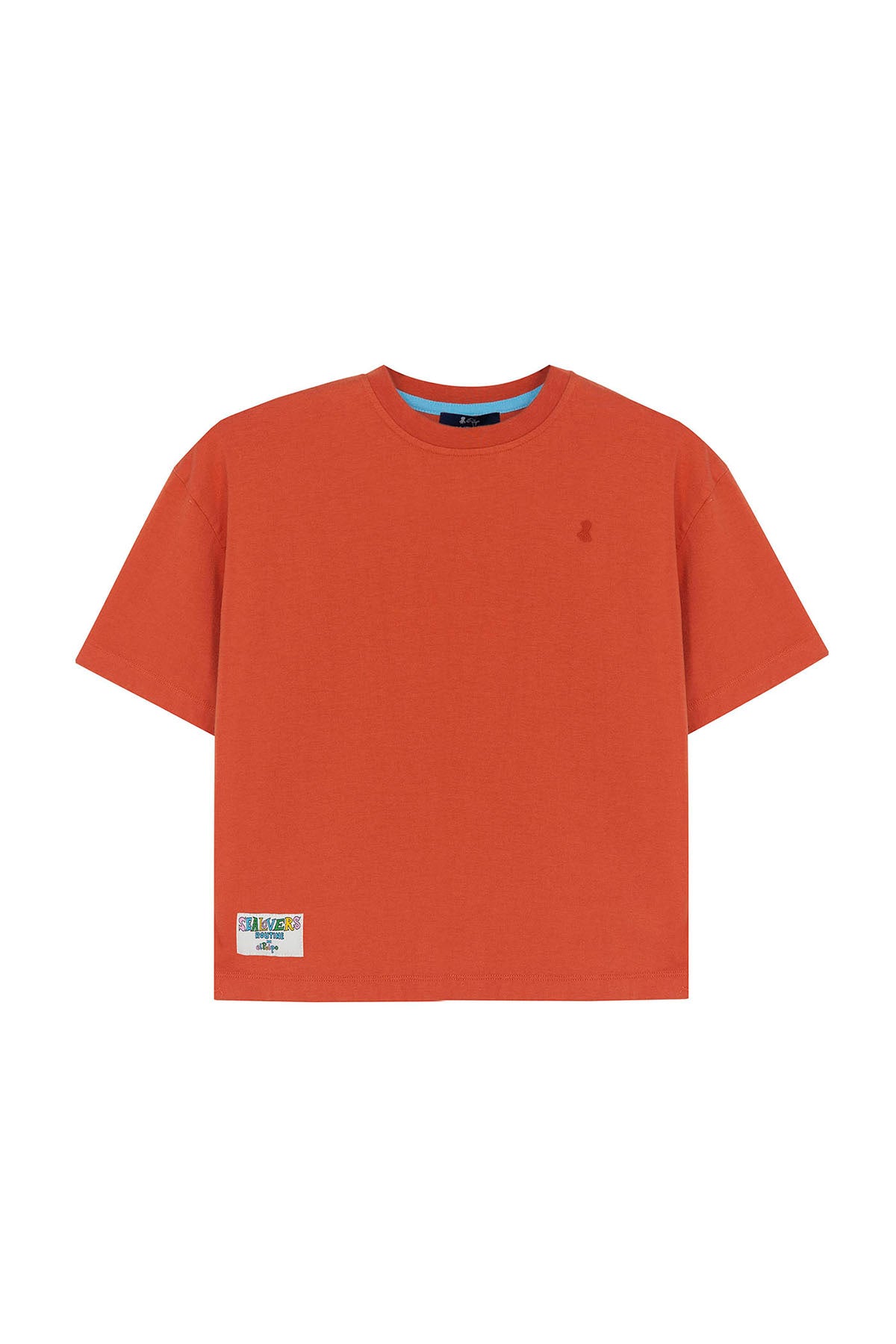 T-SHIRT COM BORDADO DO LOGOTIPO ELPULPO EM TOM TERRACOTA