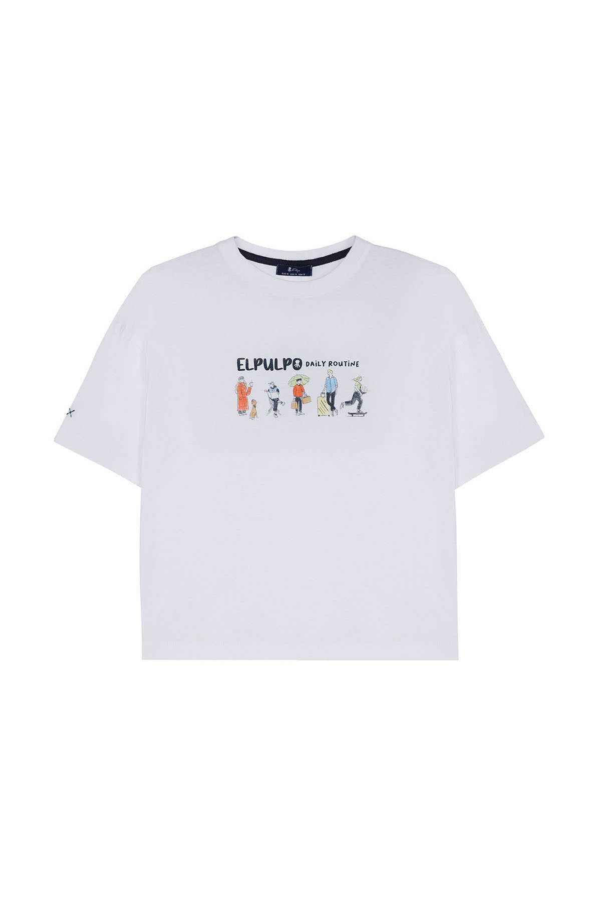 T-SHIRT INFANTIL COM ESTAMPA PEOPLE ROUTINE EM BRANCO PURO