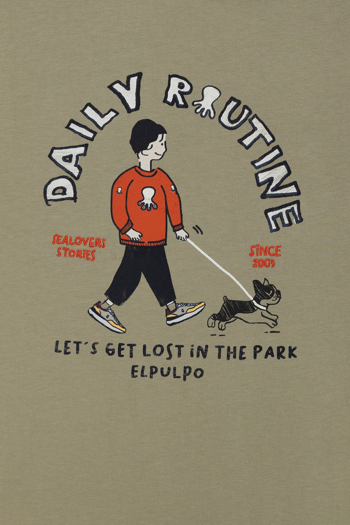 CAMISETA NIÑO ESTAMPADO DAILY ROUTINE VERDE SALVIA