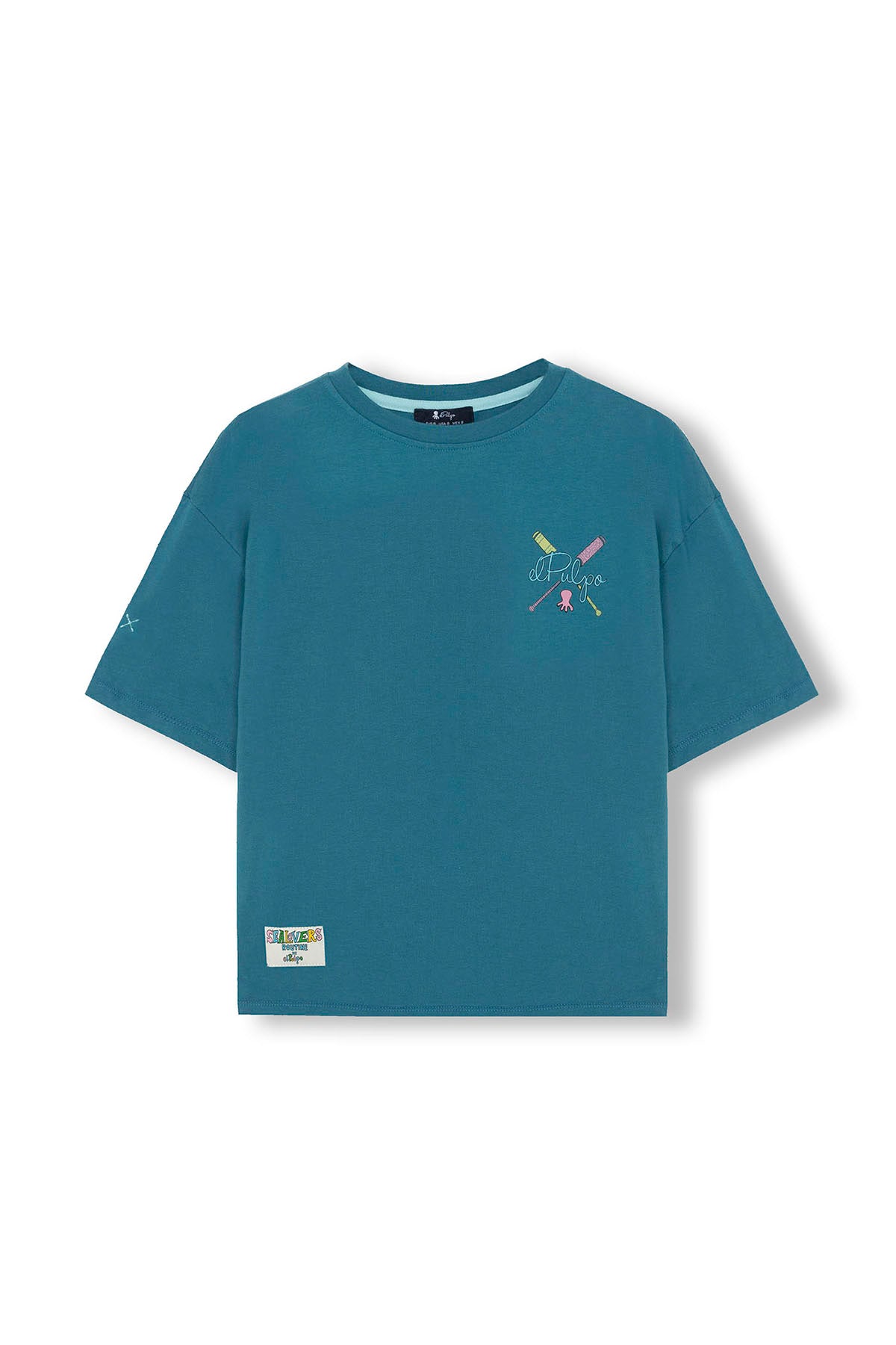T-SHIRT MENINA COM ESTAMPA DE REMO AZUL SAFIRA
