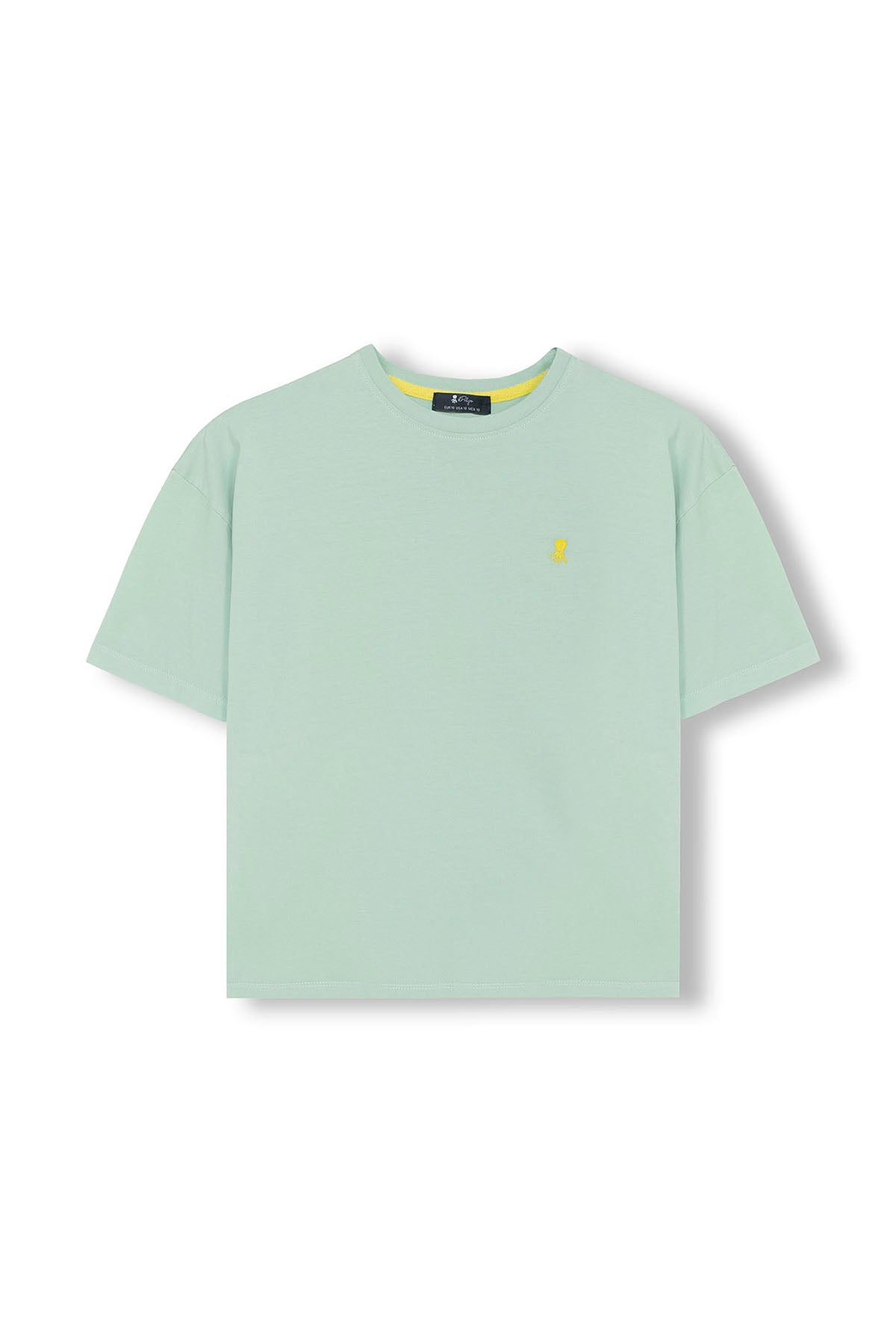 CAMISETA NIÑO OVERSIZE BÁSICA BORDADO A CONTRASTE AZUL TURQUESA