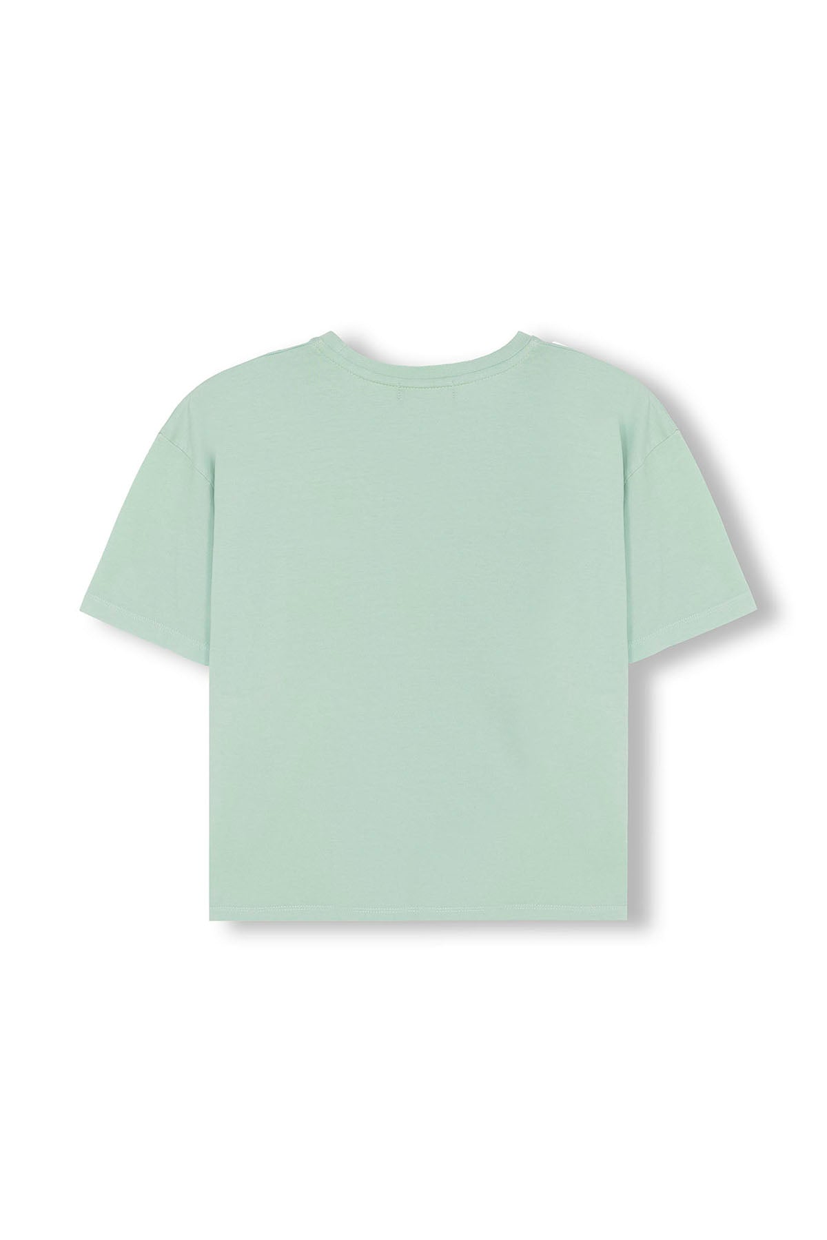 CAMISETA NIÑO OVERSIZE BÁSICA BORDADO A CONTRASTE AZUL TURQUESA