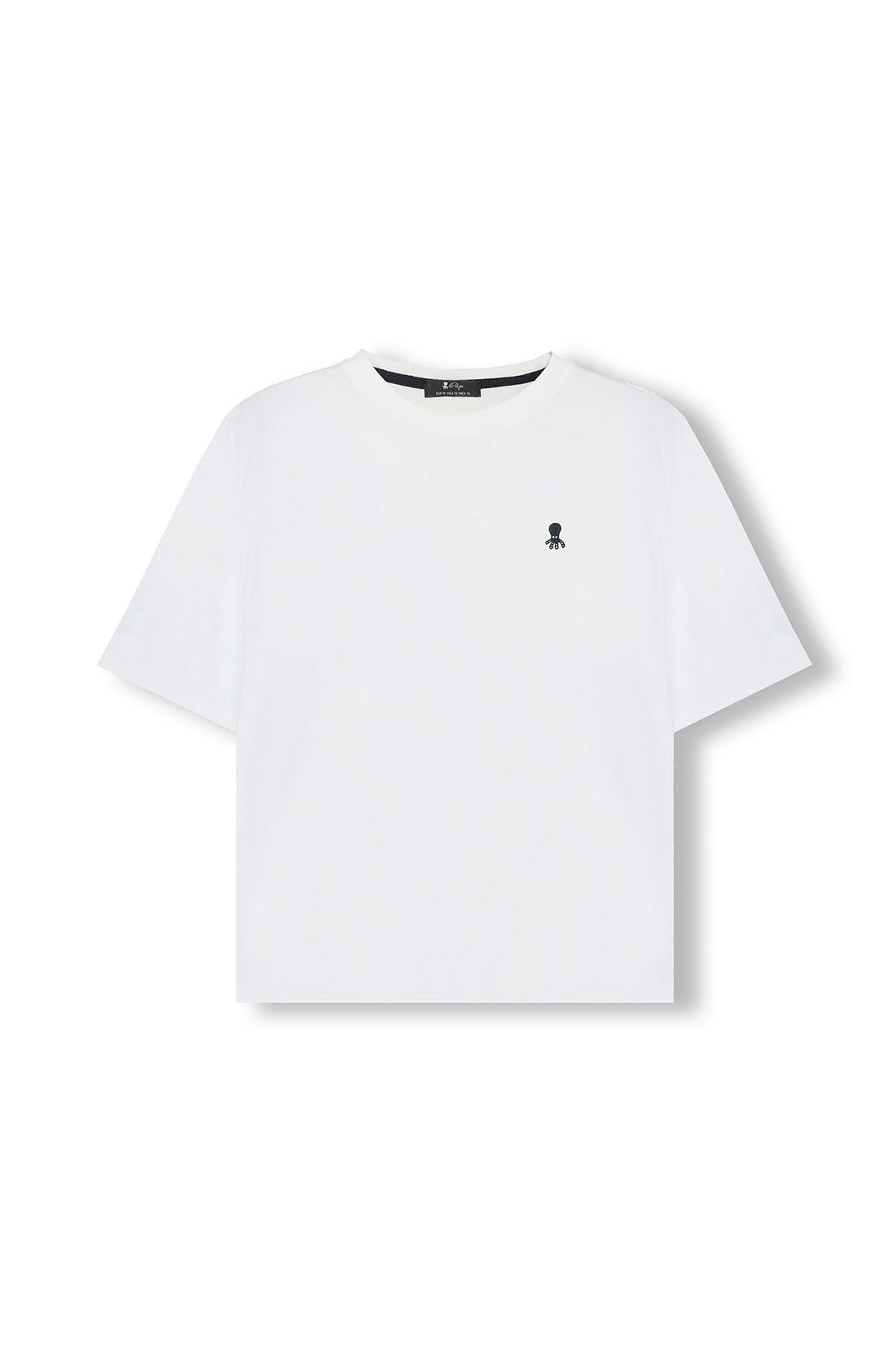 CAMISETA NIÑO OVERSIZE BÁSICA BORDADO A CONTRASTE BLANCO PURO