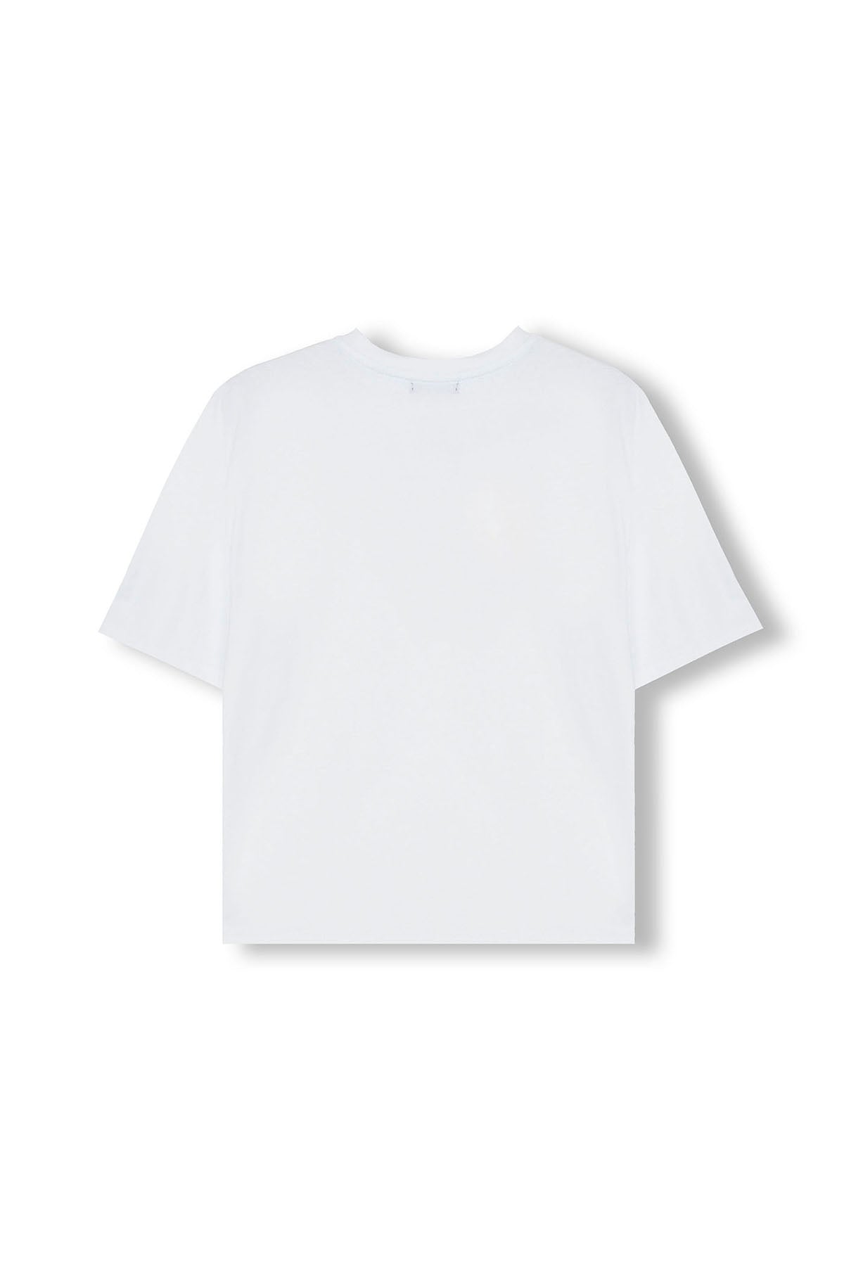CAMISETA NIÑO OVERSIZE BÁSICA BORDADO A CONTRASTE BLANCO PURO