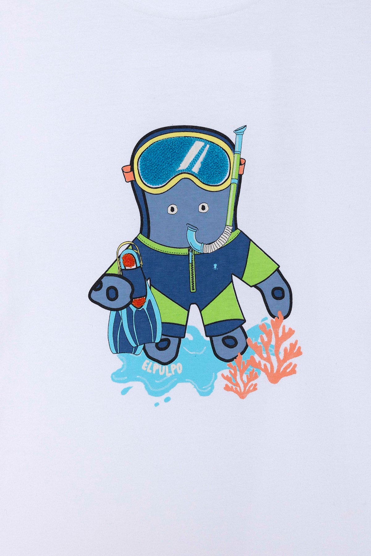 T-SHIRT OVERSIZED ELPULPO SNORKEL PARA MENINO EM BRANCO PURO