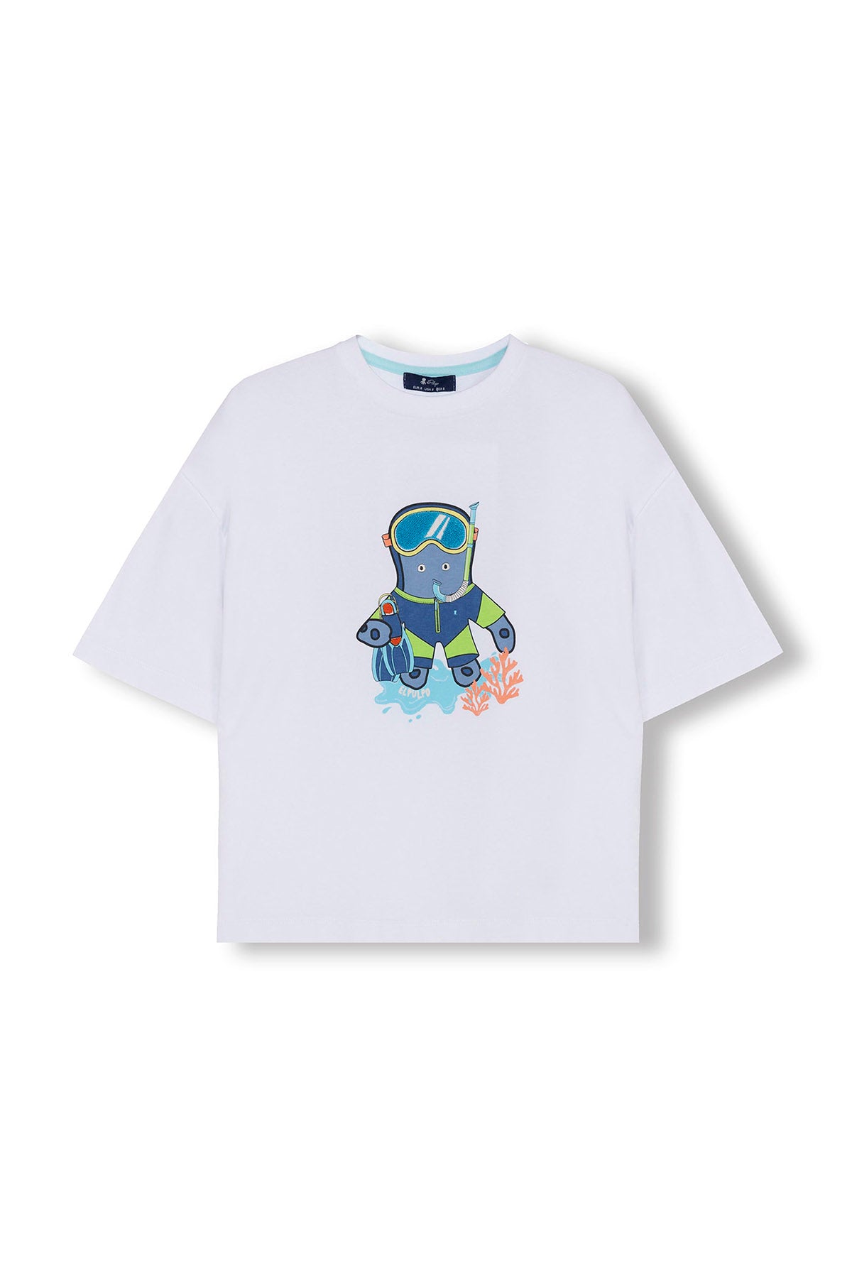 T-SHIRT OVERSIZED ELPULPO SNORKEL PARA MENINO EM BRANCO PURO