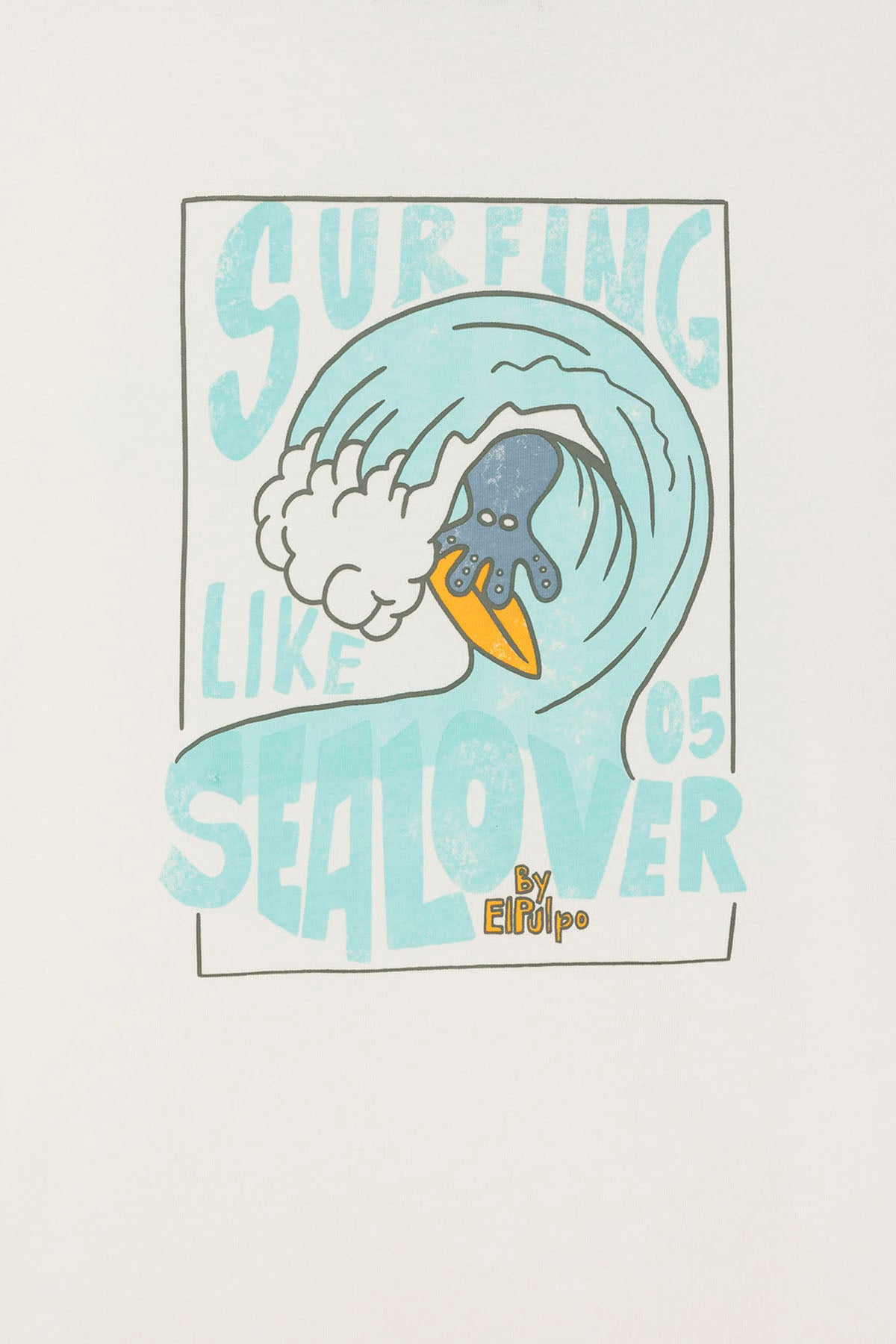 CAMISETA NIÑO OVERSIZE SURFING LIKE SEALOVER BLANCO PURO