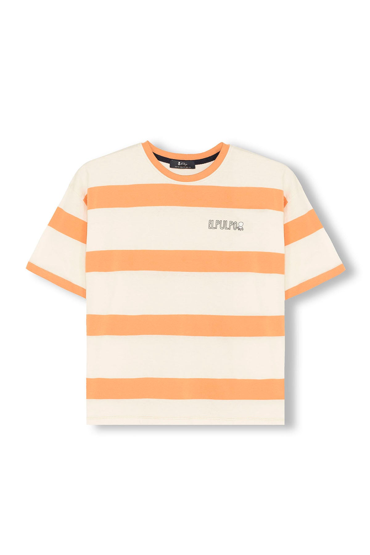 T-SHIRT MASCULINA OVERSIZE COM LISTRA LARGA DE PÊSSEGO