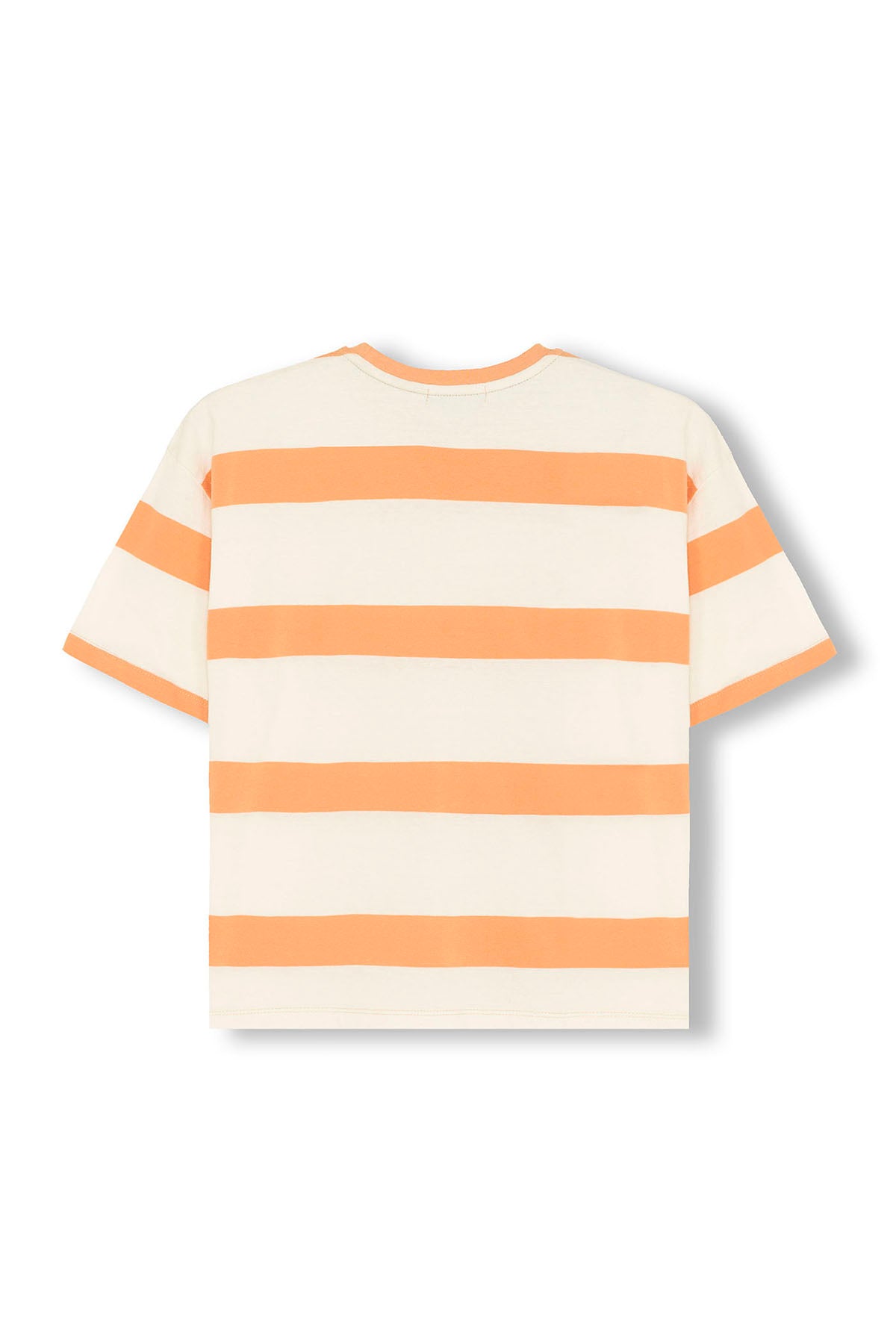 T-SHIRT MASCULINA OVERSIZE COM LISTRA LARGA DE PÊSSEGO