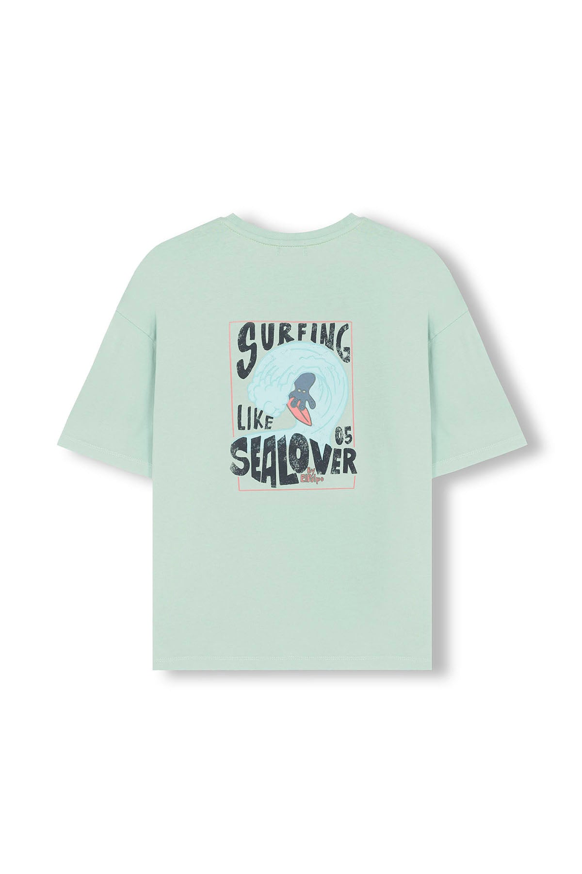 CAMISETA NIÑO OVERSIZE SURFING LIKE SEALOVER AZUL TURQUESA