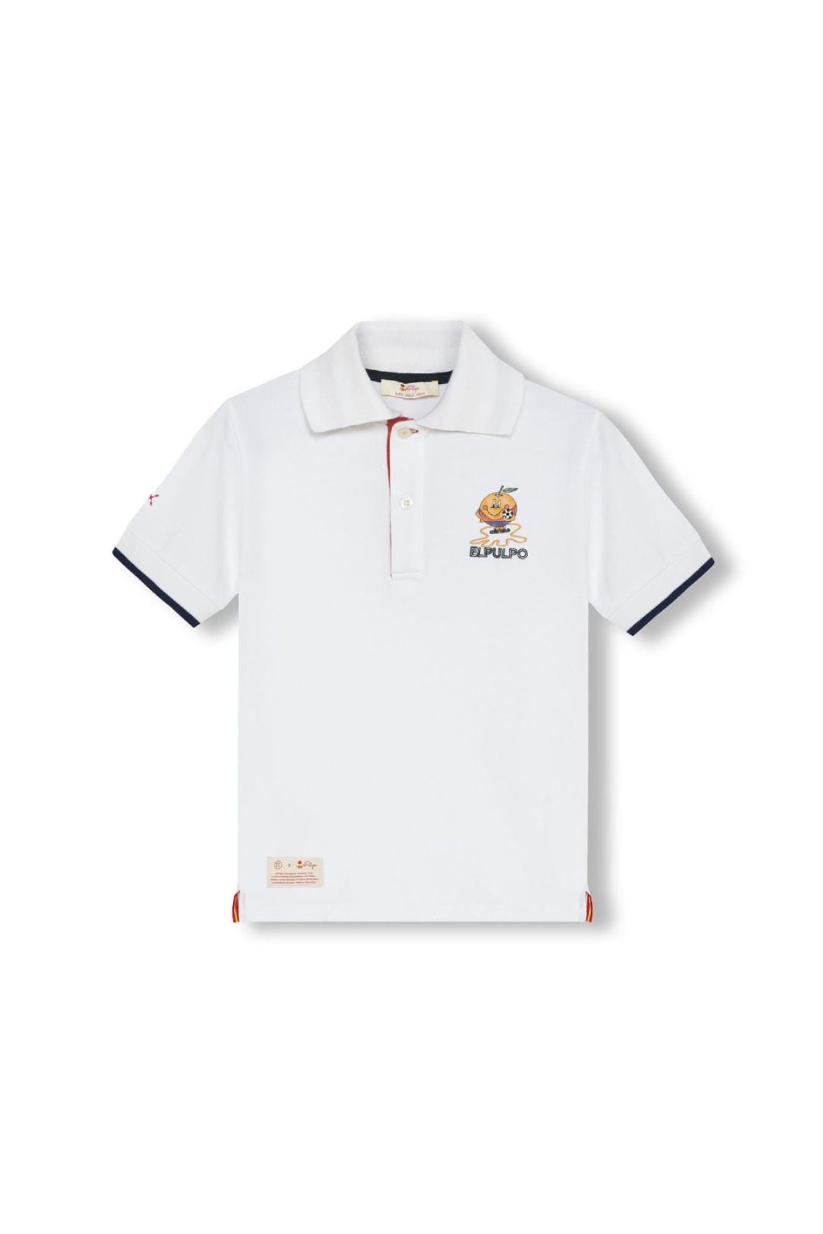 CHILDREN'S POLO SHIRT WITH OCTOPUS AND LITTLE ORANGE PRINT, PURE WHITE CONTRASTS