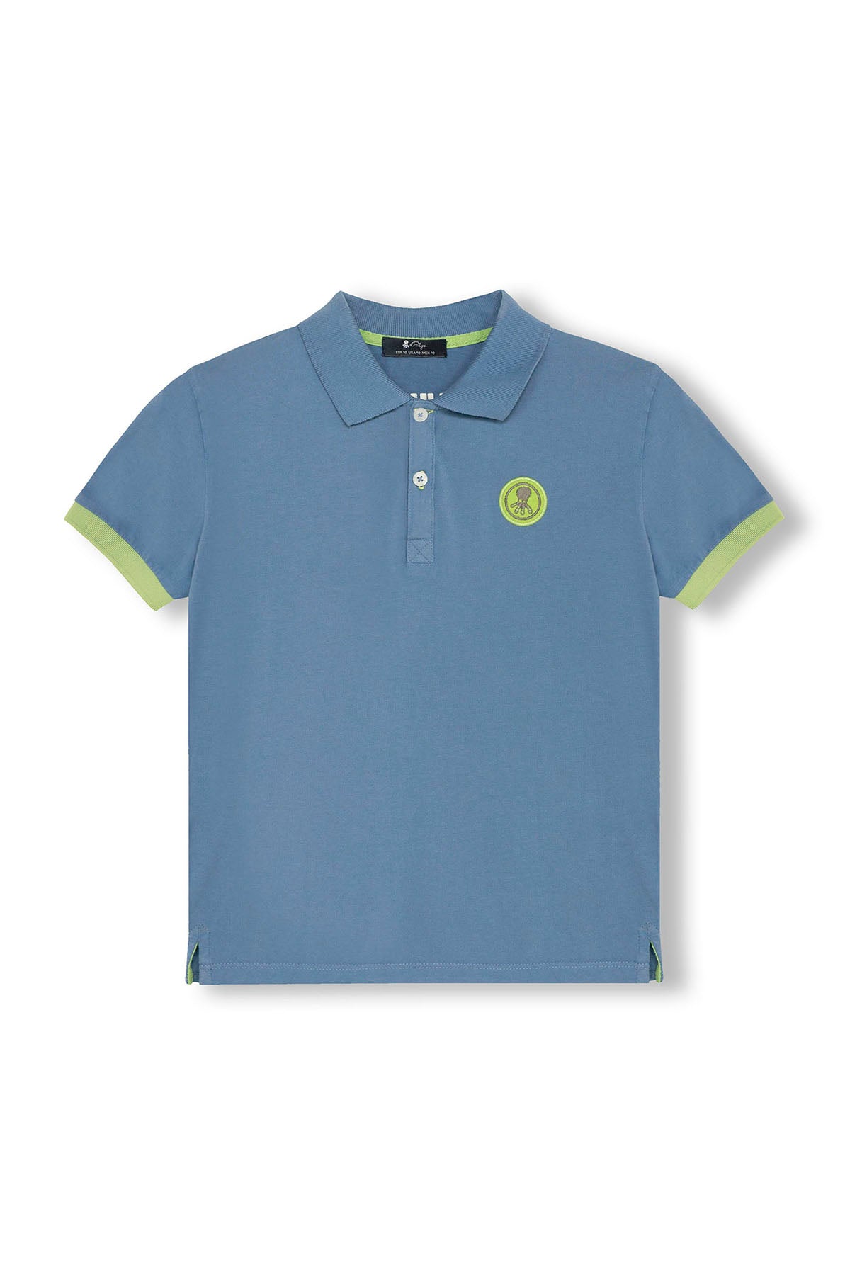 CAMISA POLO MENINA COM remendo contrastante ÍNDIGO LAVADO