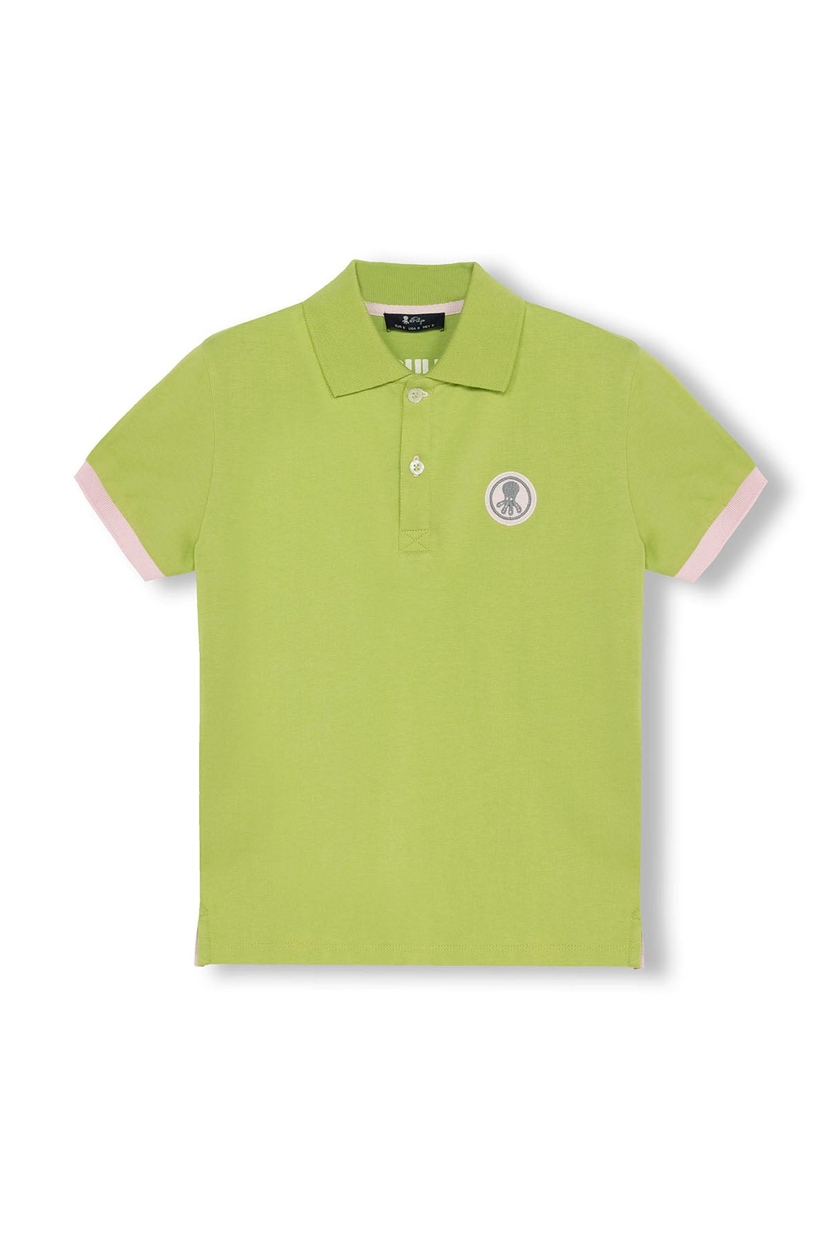 BOYS' WASHED POLO SHIRT WITH CONTRAST PATCHES IN PISTACHIO GREEN