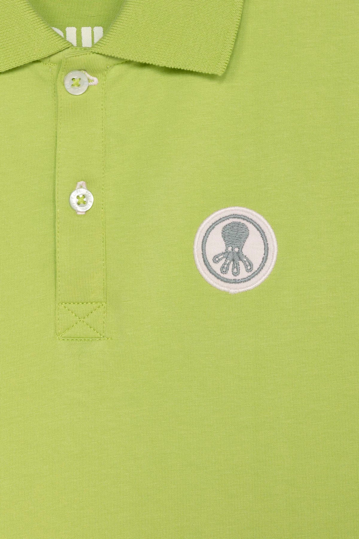 BOYS' WASHED POLO SHIRT WITH CONTRAST PATCHES IN PISTACHIO GREEN