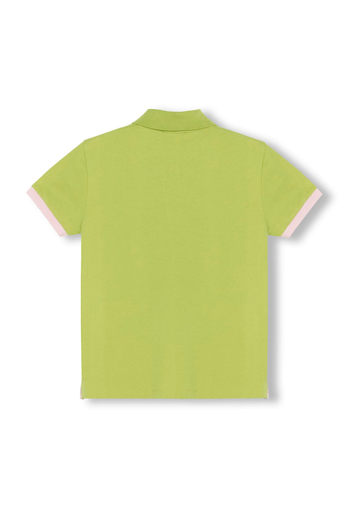 BOYS' WASHED POLO SHIRT WITH CONTRAST PATCHES IN PISTACHIO GREEN