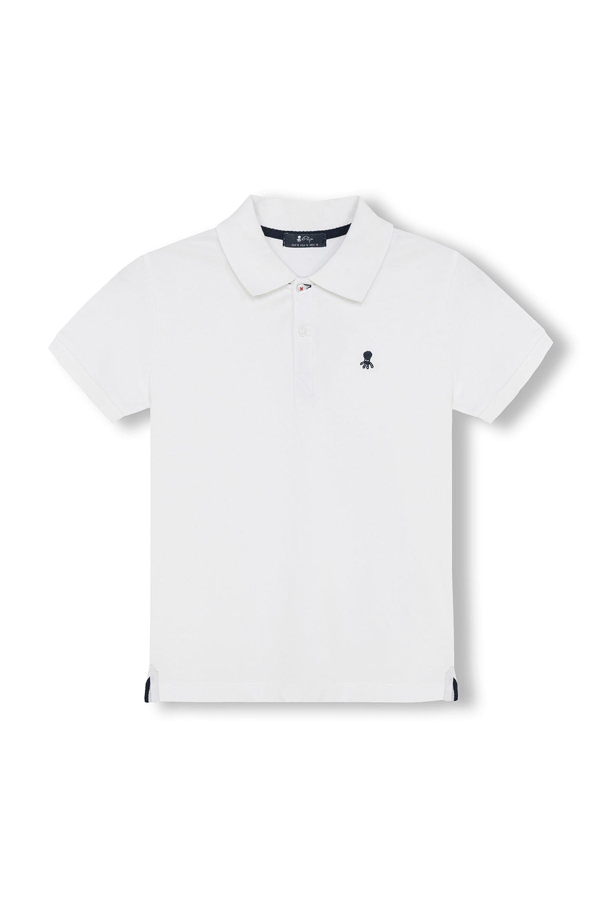 CAMISOLA POLO MENINA LAVADA COM BORDADO CONTRASTANTE EM BRANCO PURO