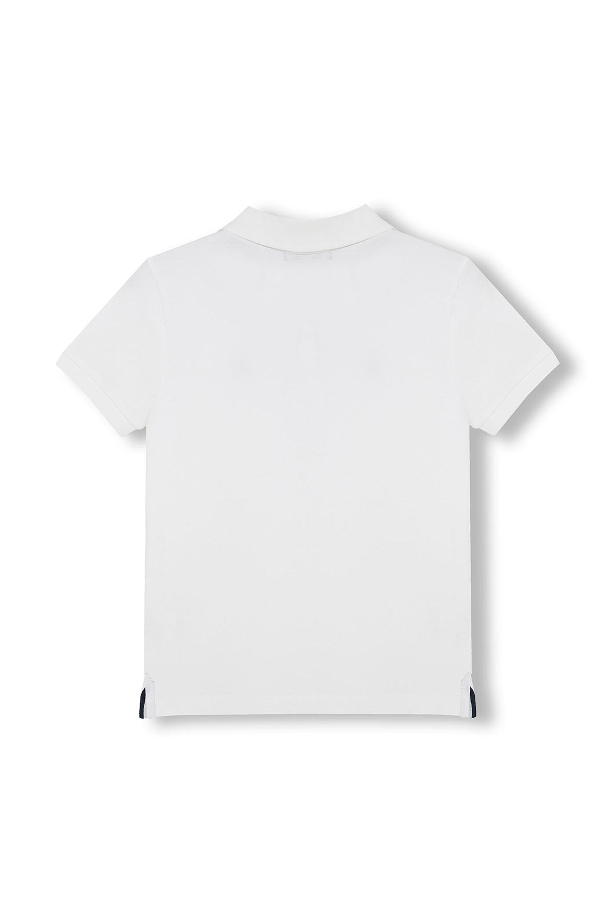 CAMISOLA POLO MENINA LAVADA COM BORDADO CONTRASTANTE EM BRANCO PURO
