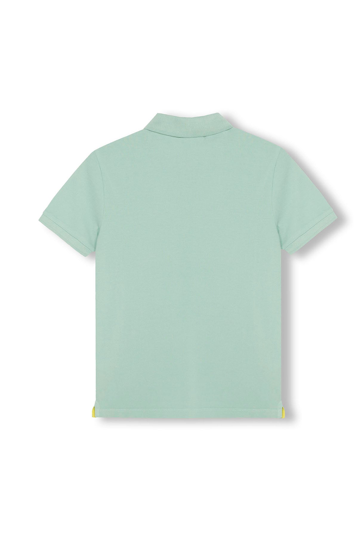 BOYS' WASHED POLO WITH CONTRASTING EMBROIDERY IN TURQUOISE BLUE