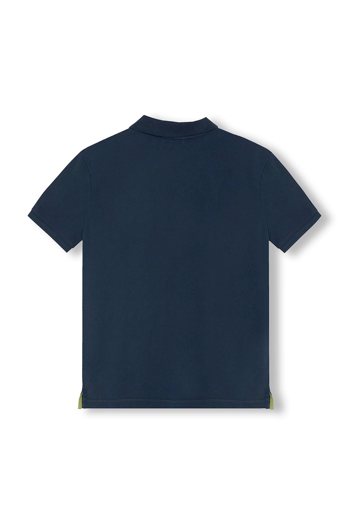 CAMISOLA POLO MASCULINA DELAVÉ AZUL MARINHO COM BORDADO CONTRASTANTE E LAVADA