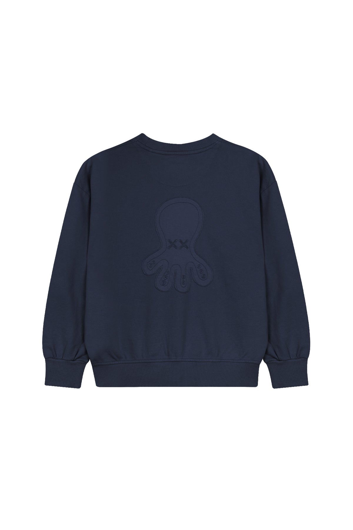 SUDADERA NIÑO OVERSIZE LOGO TEJIDO AZUL MARINO DELAVÉ