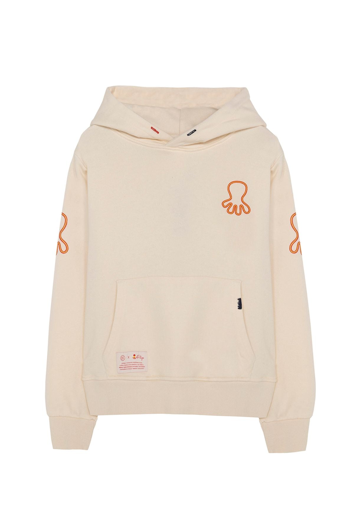 SUDADERA NIÑO CAPUCHA ESTAMPADO TRIPLE LOGO NARANJITO BLANCO ROTO