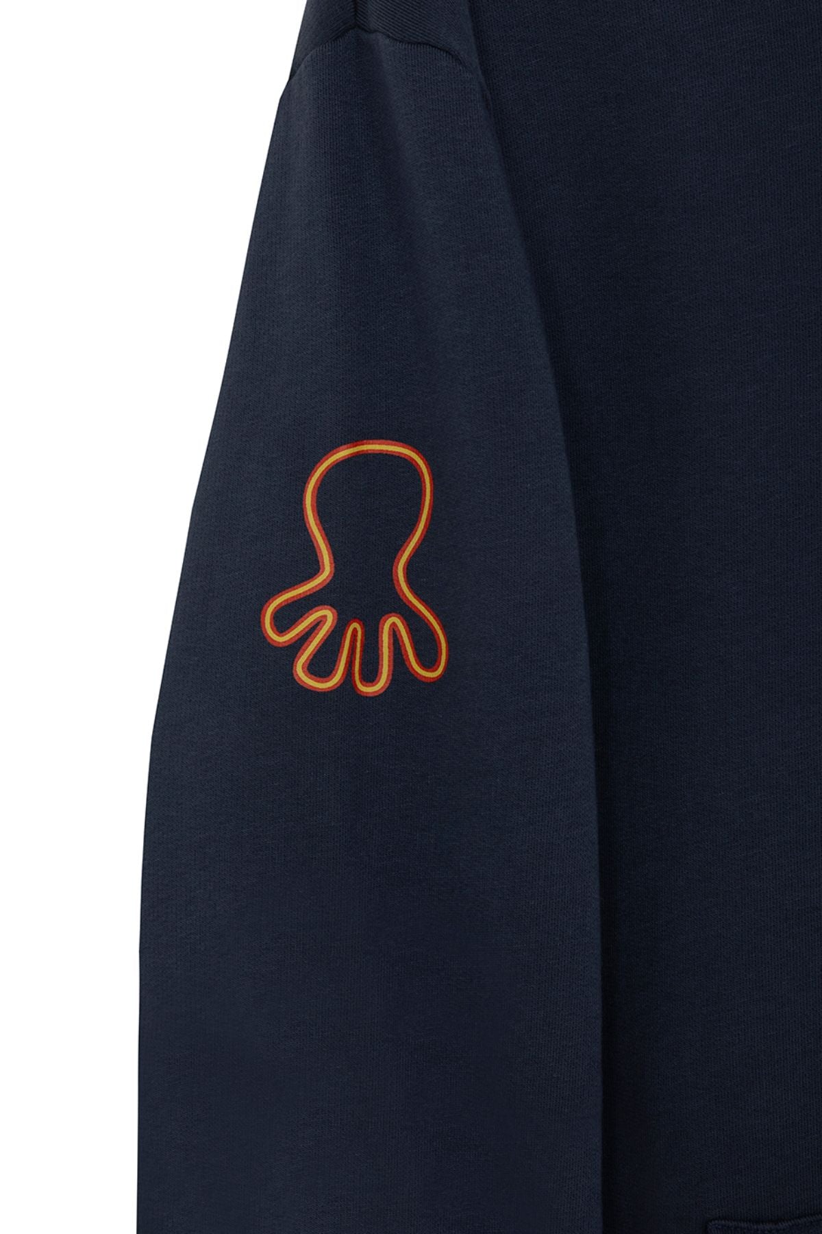 DELAVÉ CHILDREN'S HOODED SWEATSHIRT WITH TRIPLE LOGO PRINT IN NAVY BLUE ORANGE