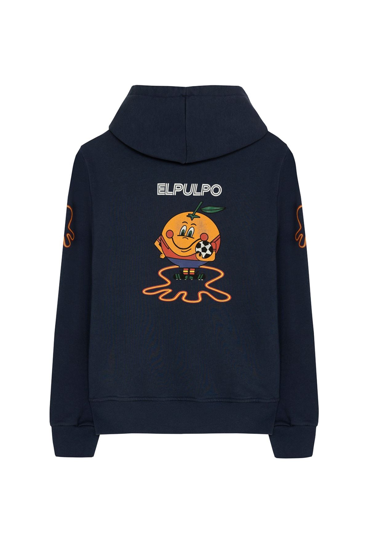 DELAVÉ CHILDREN'S HOODED SWEATSHIRT WITH TRIPLE LOGO PRINT IN NAVY BLUE ORANGE