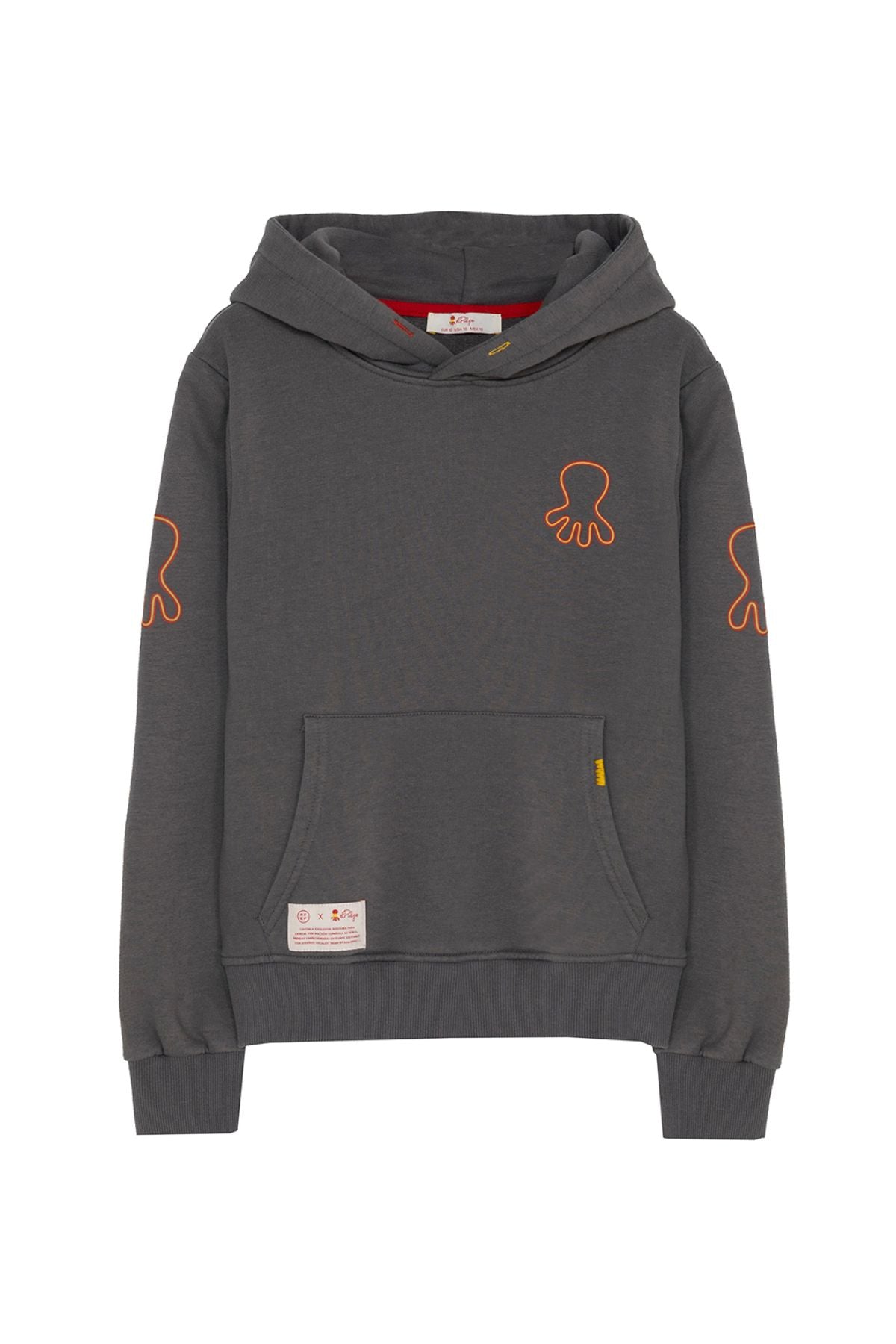 SUDADERA NIÑO CAPUCHA ESTAMPADO TRIPLE LOGO NARANJITO CARBÓN