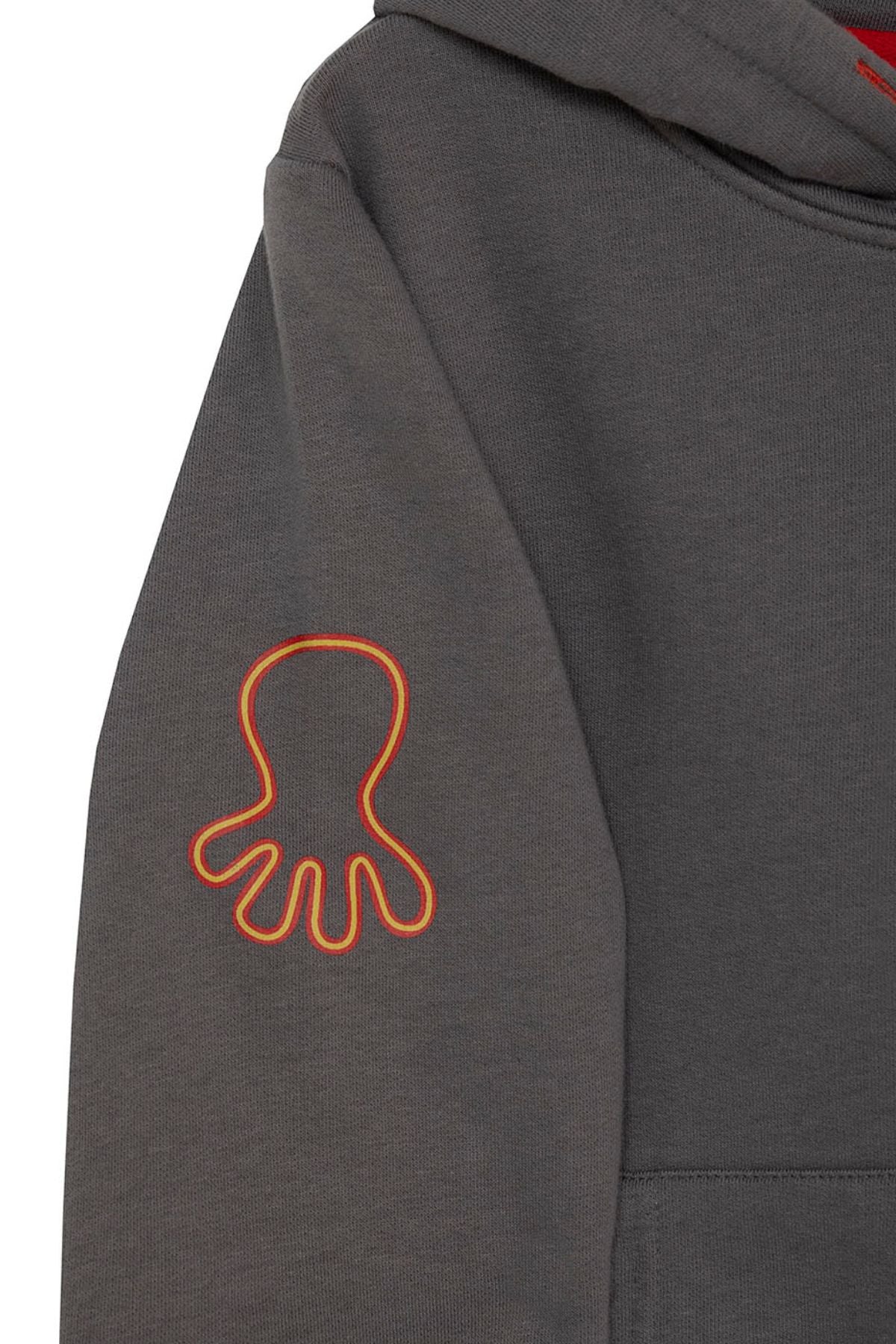 SUDADERA NIÑO CAPUCHA ESTAMPADO TRIPLE LOGO NARANJITO CARBÓN