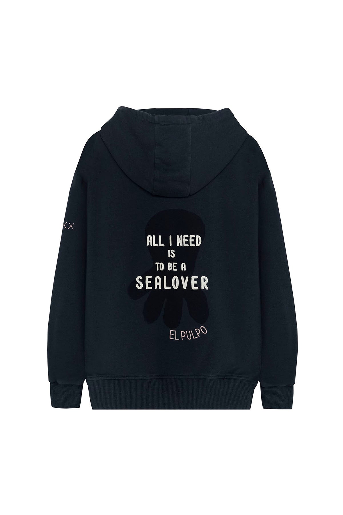 SWEATSHIRT COM CAPUZ DELAVÉ PARA MENINO COM ESTAMPA ALL I NEED AZUL MARINHO