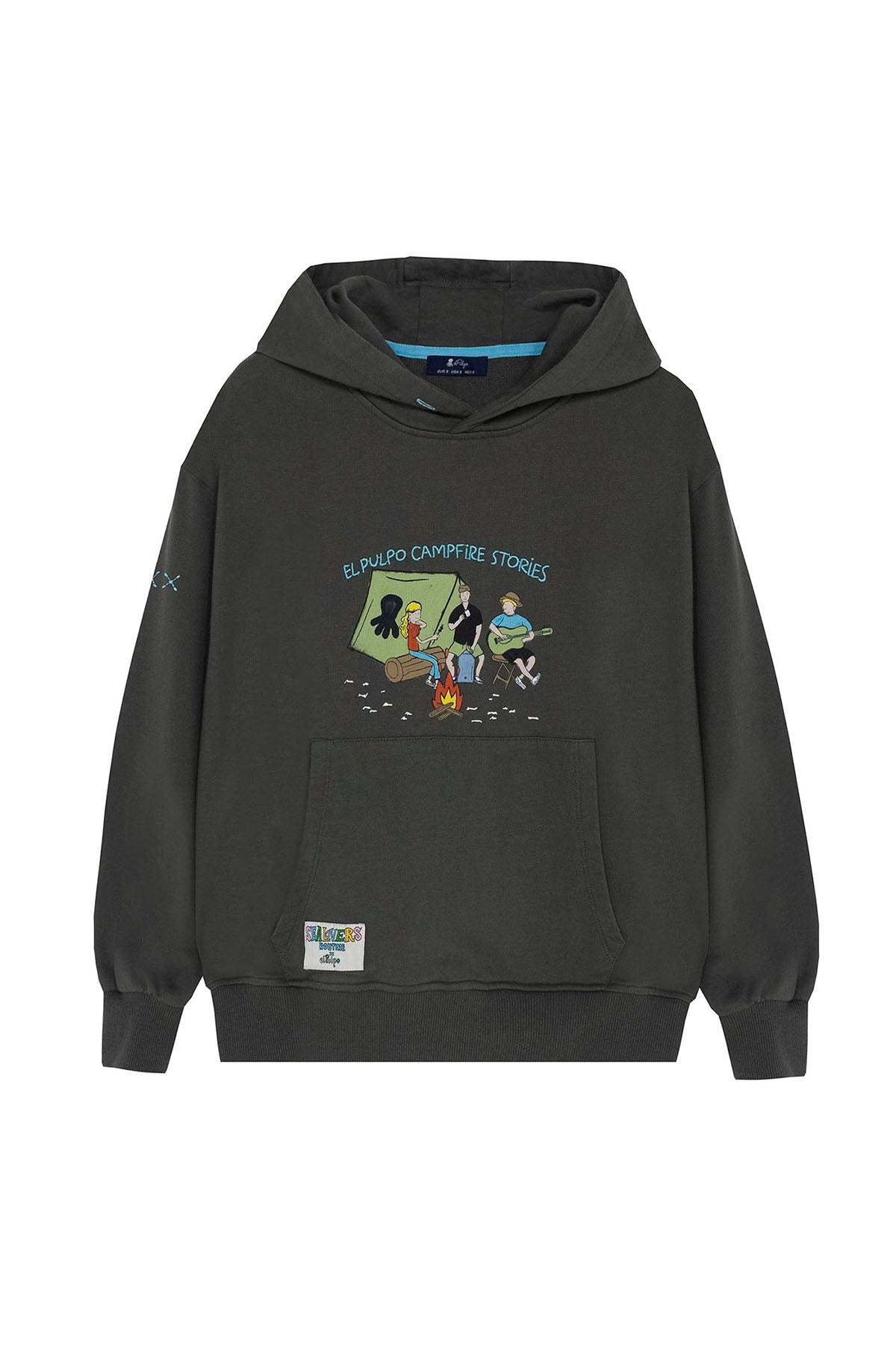 SWEATSHIRT COM CAPUZ MENINO COM ESTAMPA DE FOGUEIRA ANTRACITE