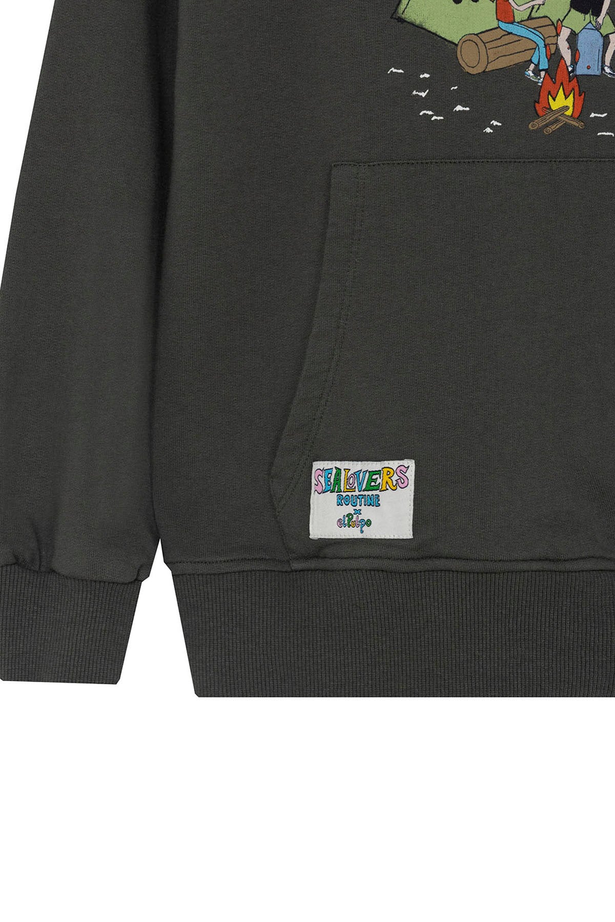 SWEATSHIRT COM CAPUZ MENINO COM ESTAMPA DE FOGUEIRA ANTRACITE