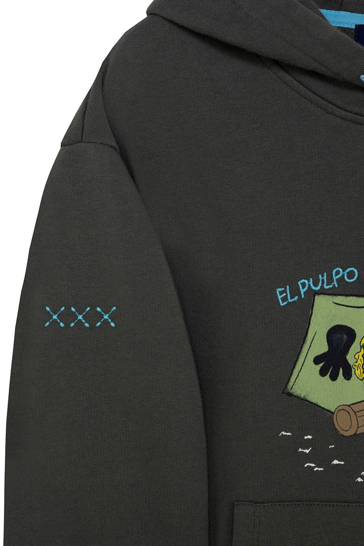 SWEATSHIRT COM CAPUZ MENINO COM ESTAMPA DE FOGUEIRA ANTRACITE