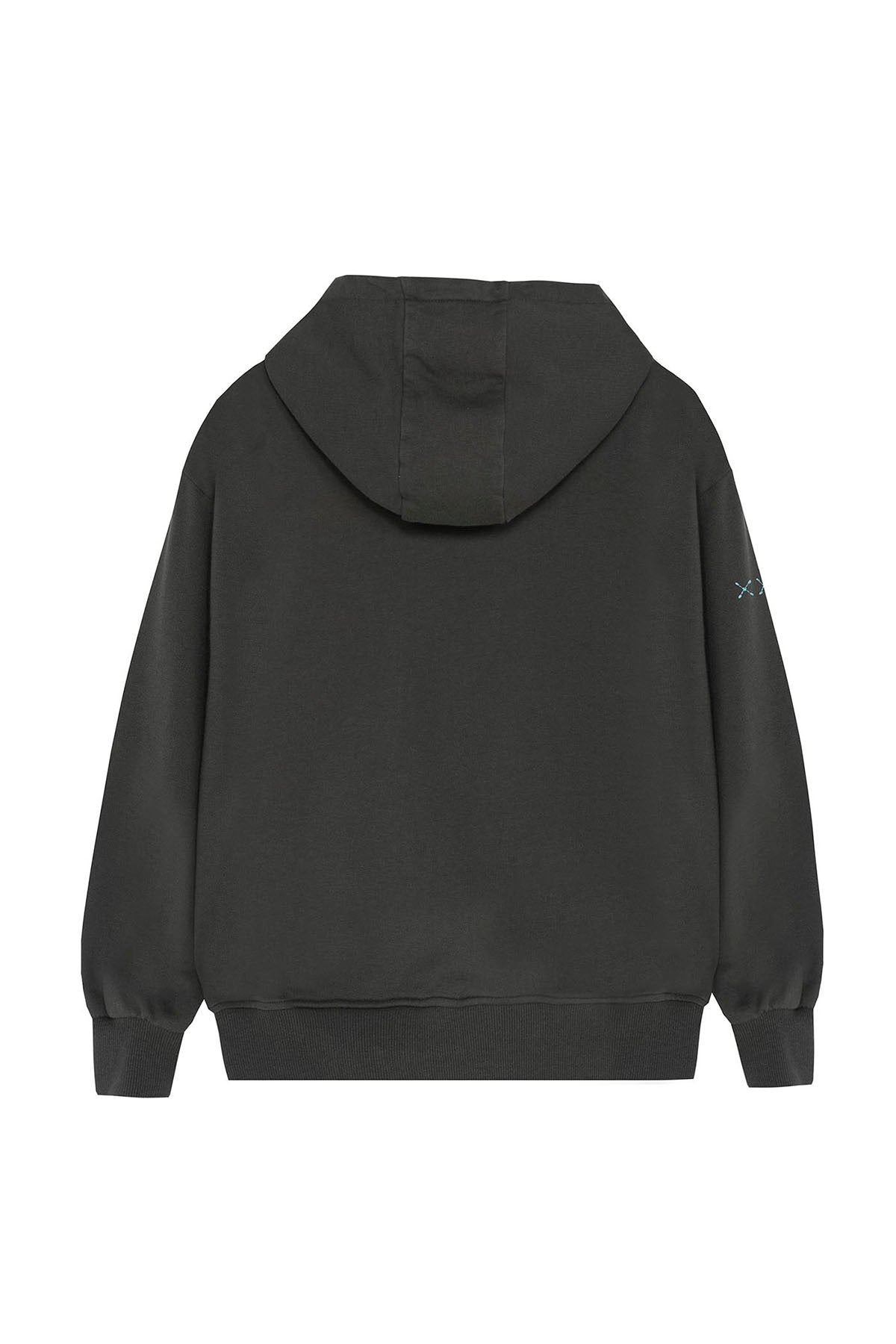 SWEATSHIRT COM CAPUZ MENINO COM ESTAMPA DE FOGUEIRA ANTRACITE
