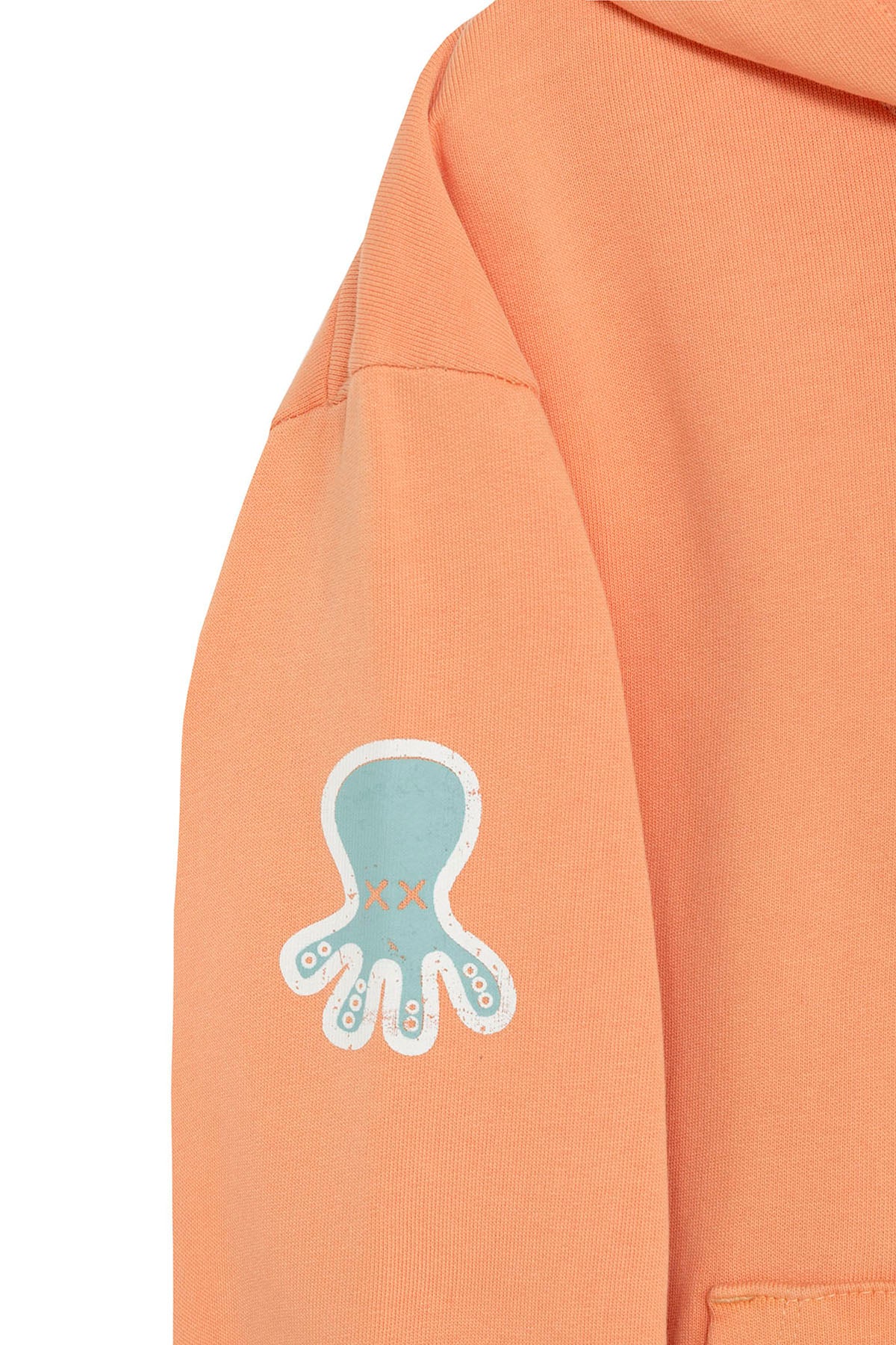 SWEATSHIRT MASCULINO OVERSIZED COM CAPUZ E LOGOTIPO DE PÊSSEGO TRIPLO DESENHADO