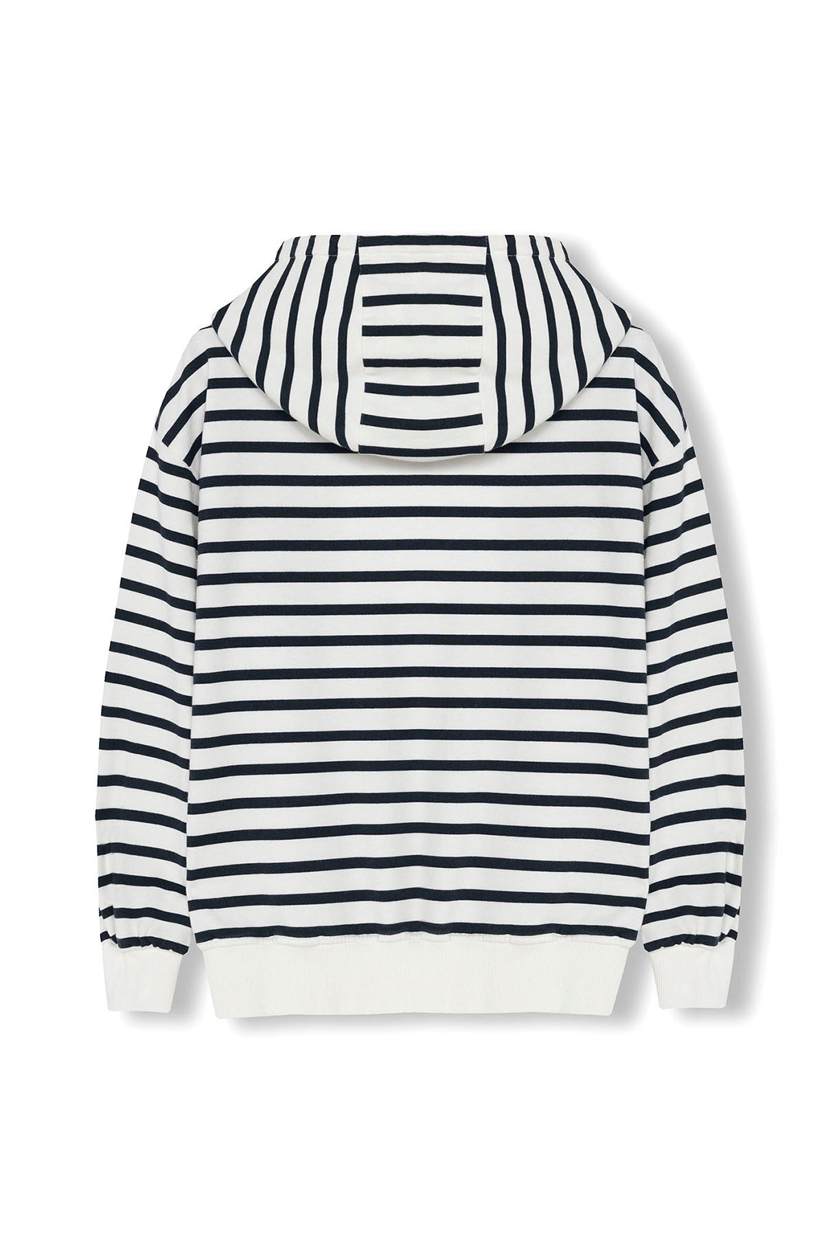 KIDS SWEATSHIRT WITH OVERSIZED HOOD, STRIPED EMBROIDERY, PURE WHITE