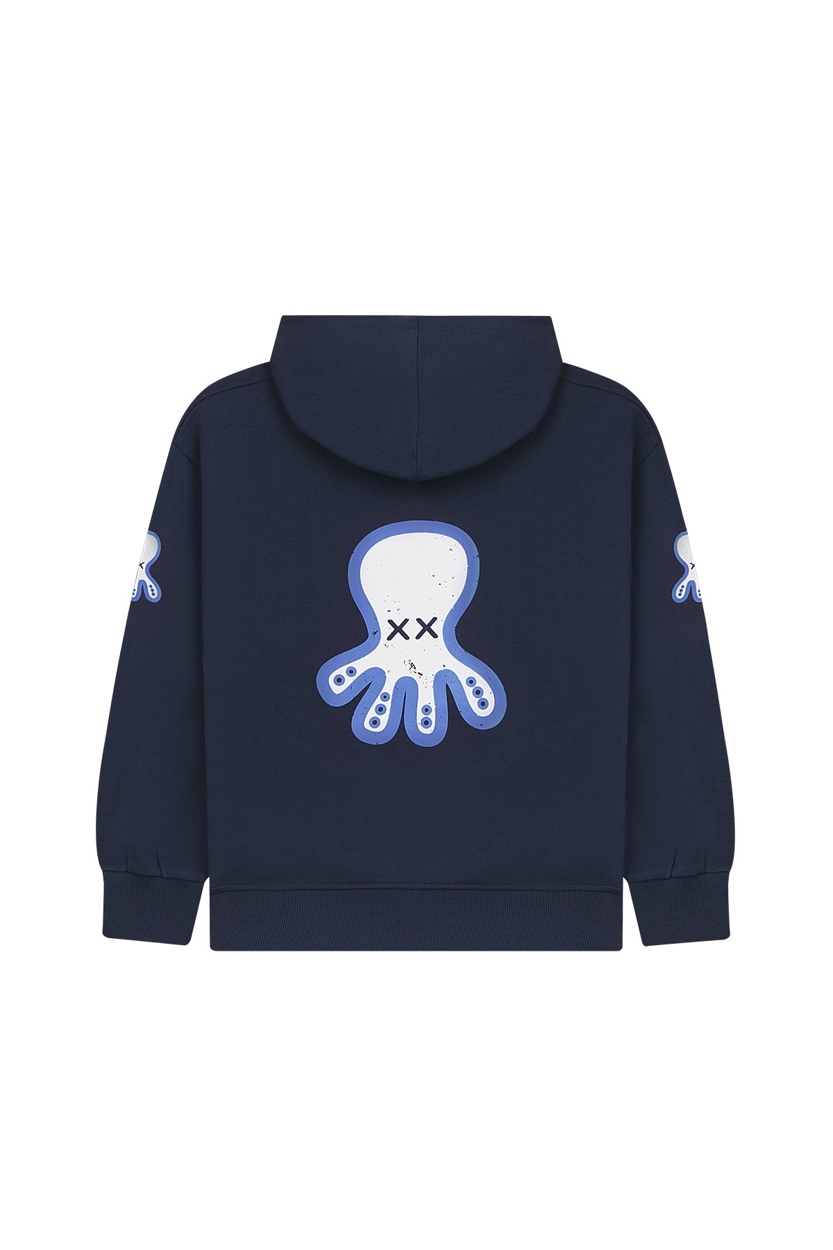 SUDADERA NIÑO OVERSIZE CAPUCHA TRIPLE LOGO AZUL MARINO DELAVÉ