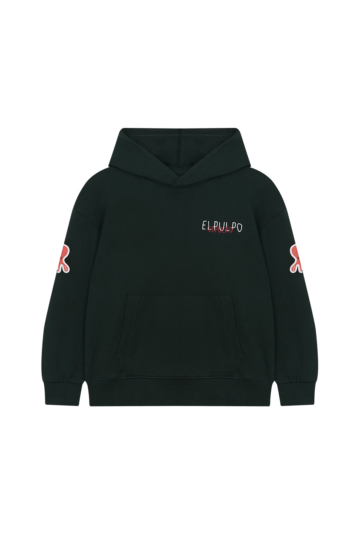 SUDADERA NIÑO OVERSIZE CAPUCHA TRIPLE LOGO VERDE BOTELLA