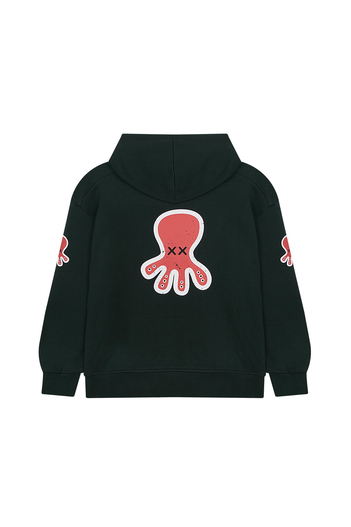 SUDADERA NIÑO OVERSIZE CAPUCHA TRIPLE LOGO VERDE BOTELLA