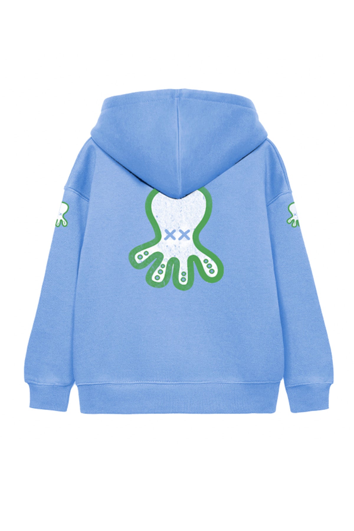 Sudadera niño oversize capucha logo multiposición azul lavanda